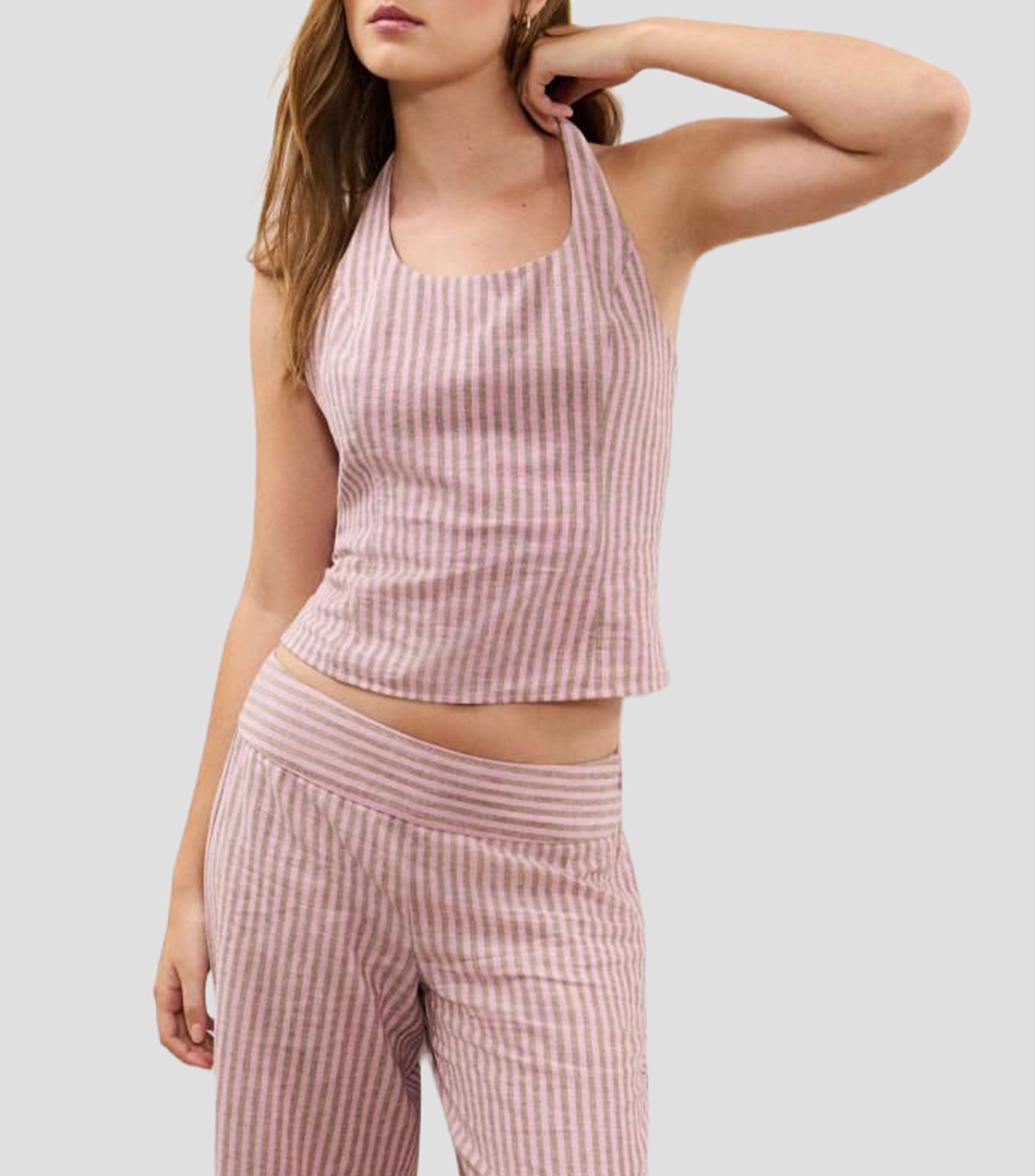 Blusa rayas sin mangas Mujer