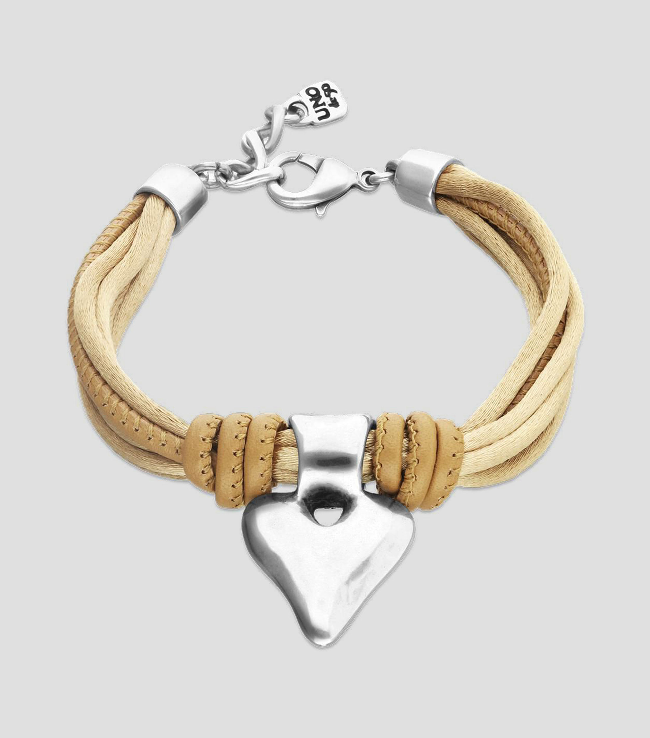 Pulsera de cuero beige detalle Corazón Pálpito Mujer