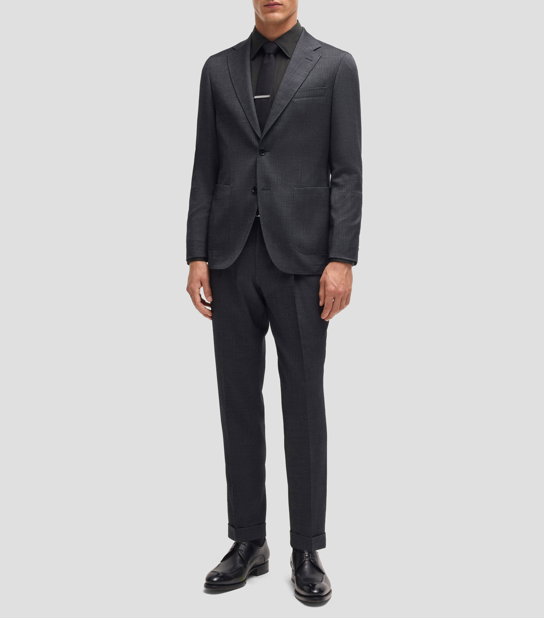 Camisa slim de popelin de algodon con elastico Hombre