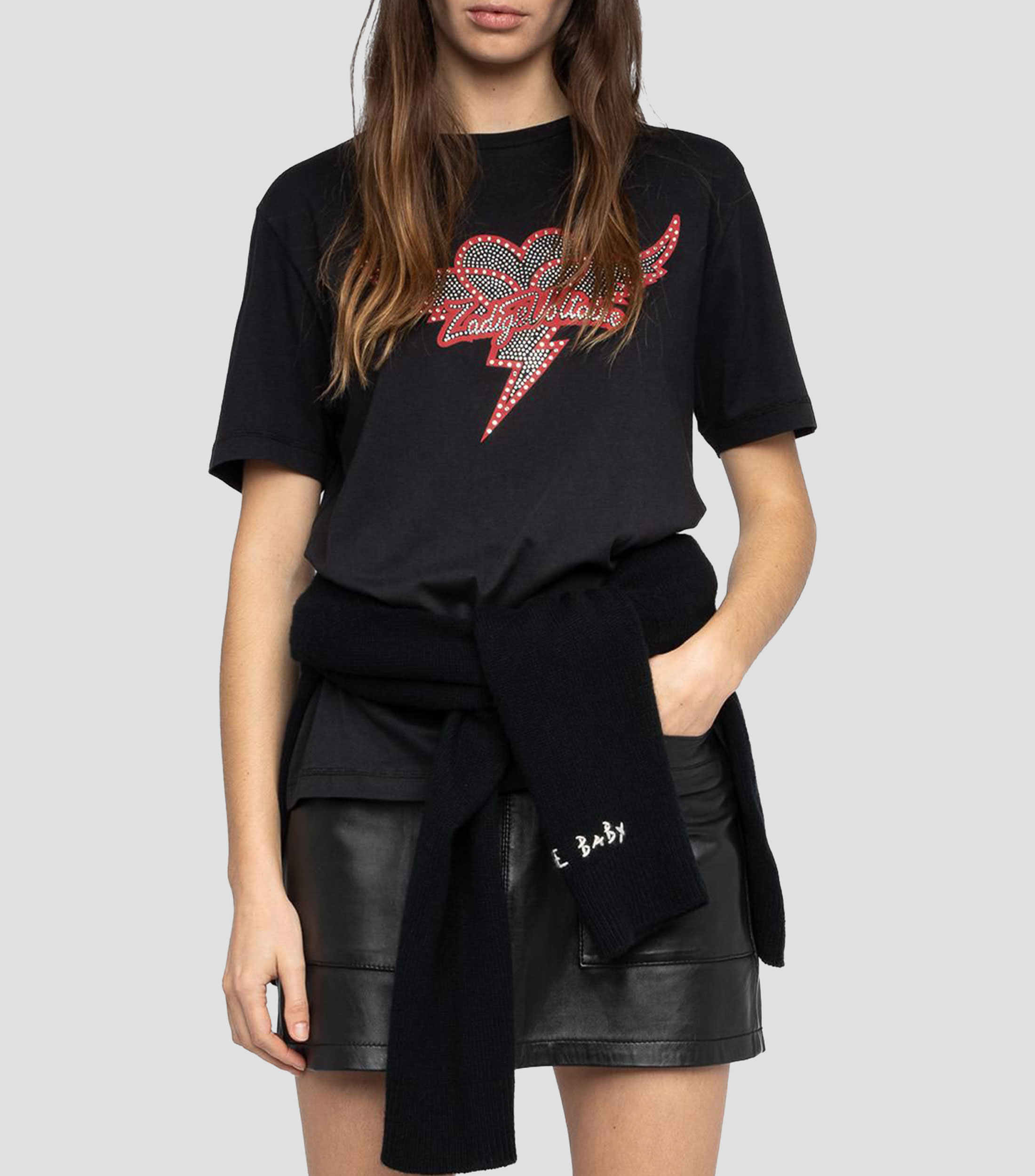 Playera de cuello redondo con manga corta estampada Mujer