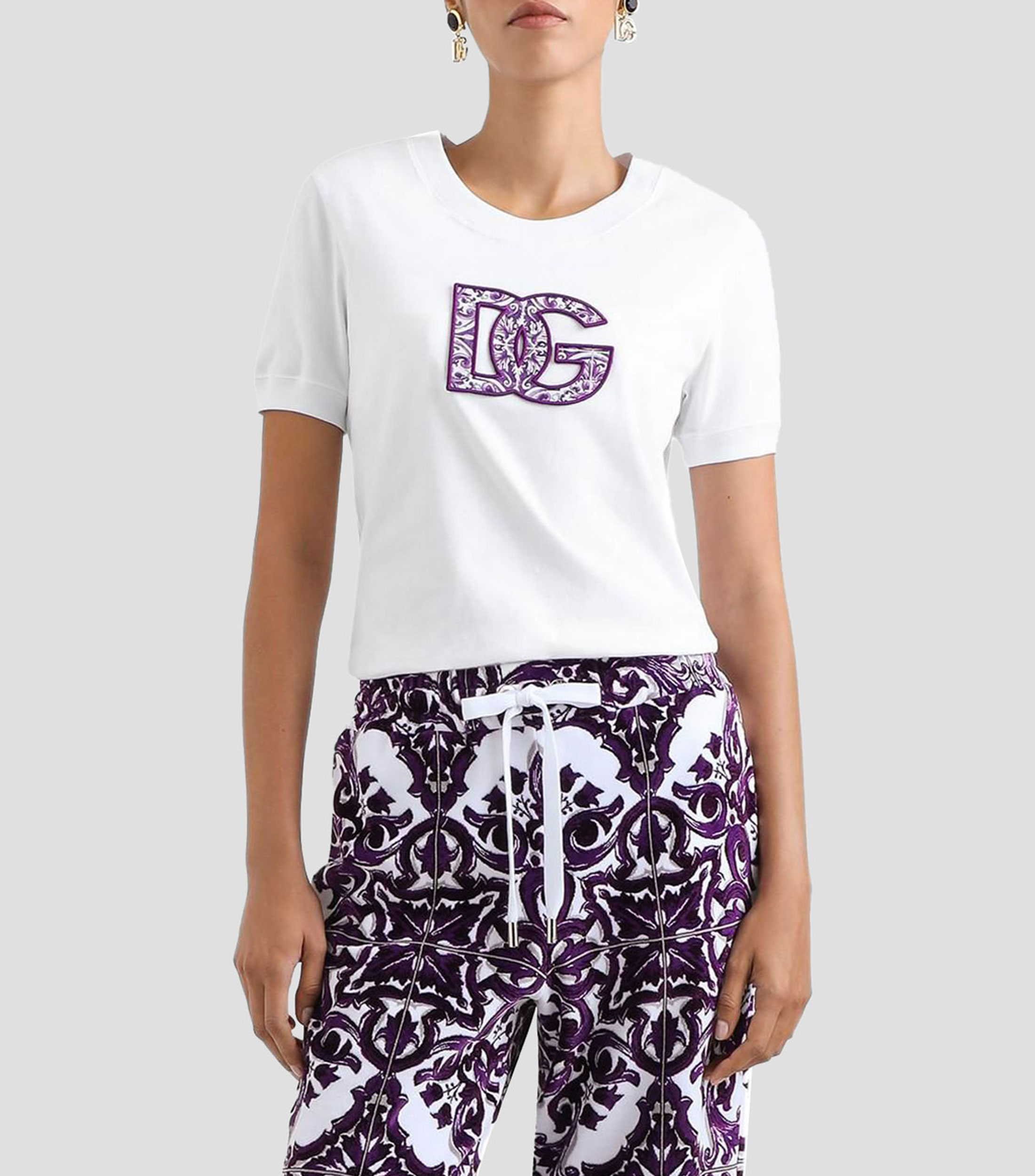 Playera cuello redondo manga corta Maiolica con encaje Mujer
