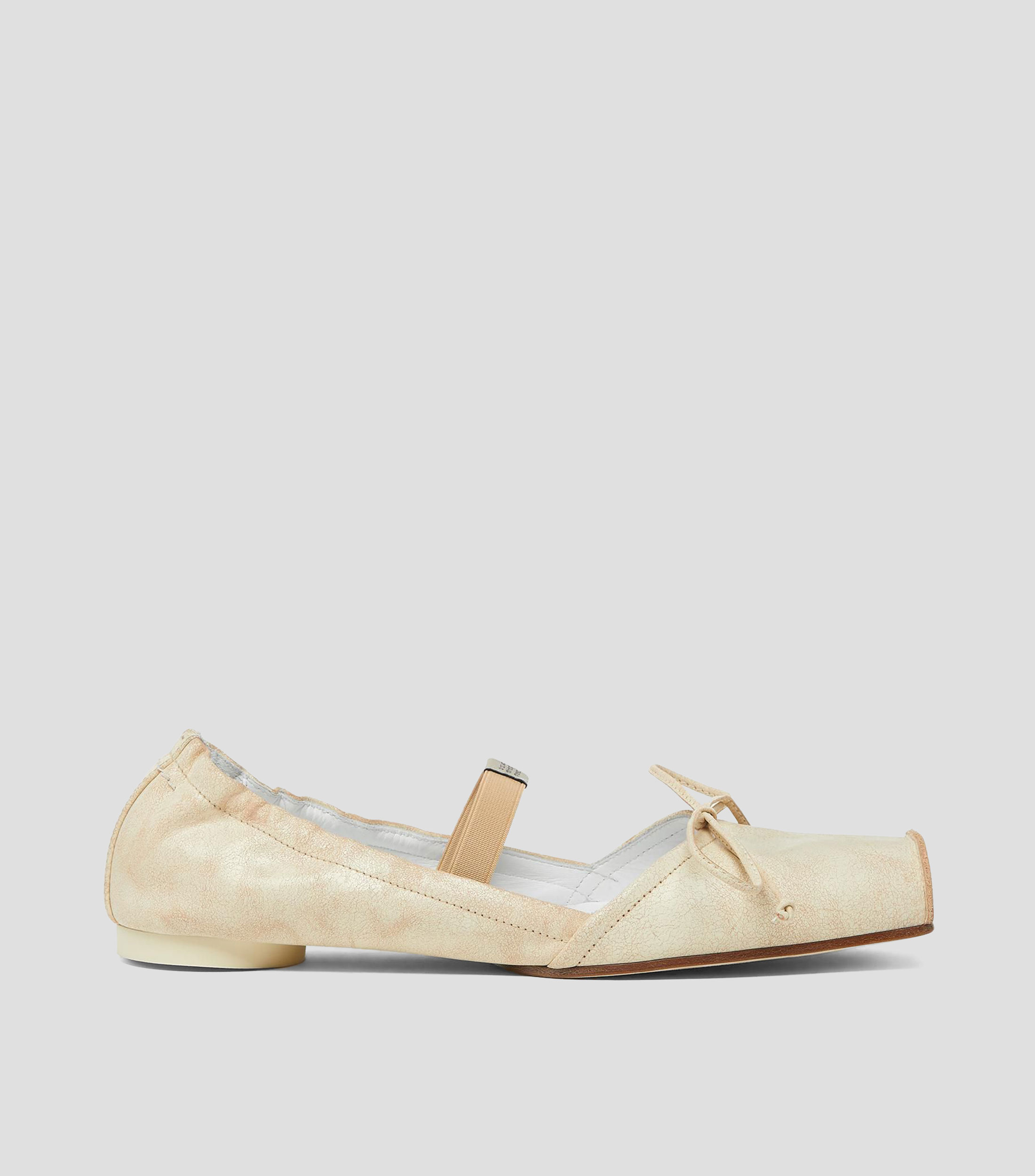 Flats en piel con lazo Mujer