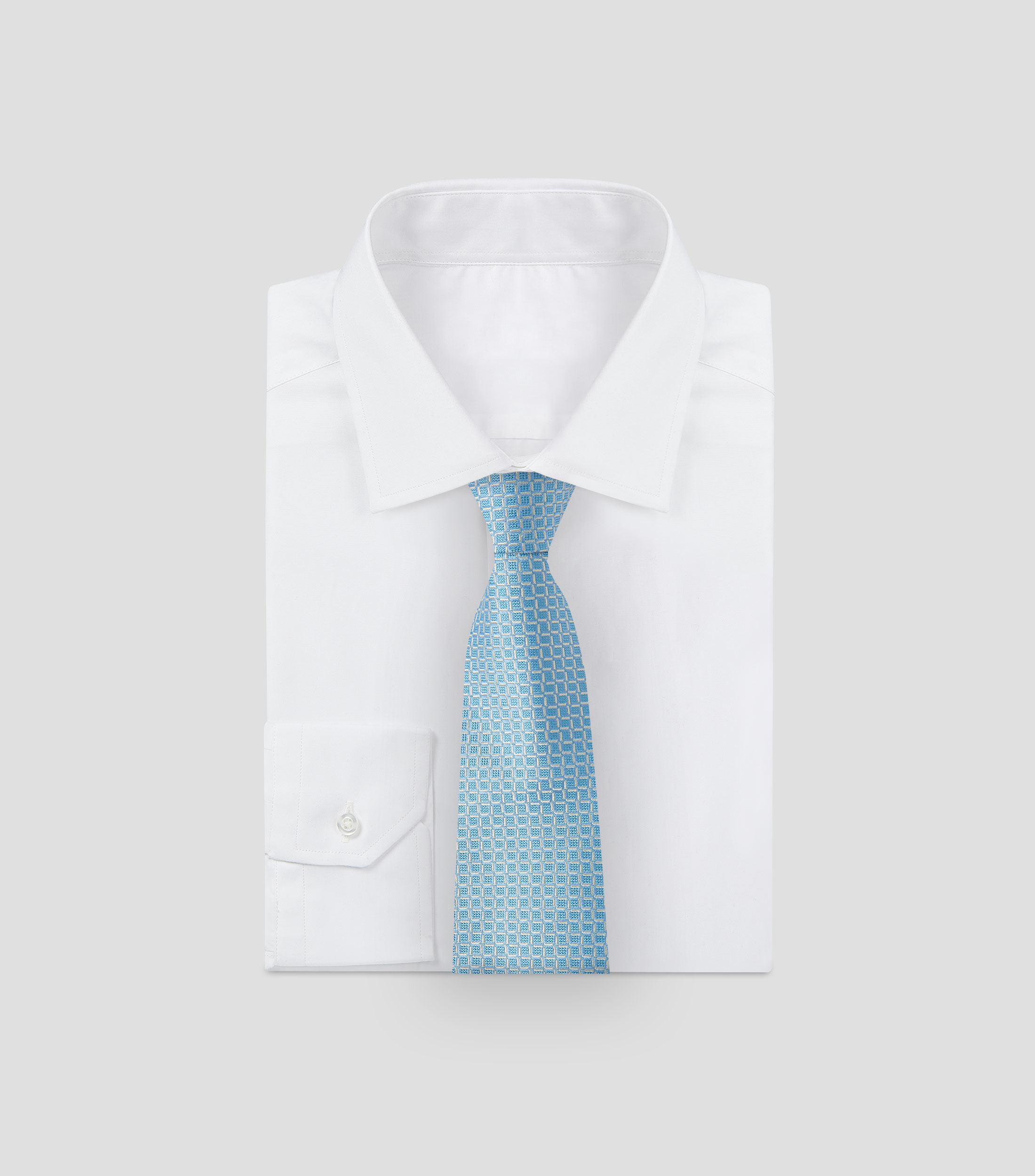 Corbata ancha en seda turquesa estampada