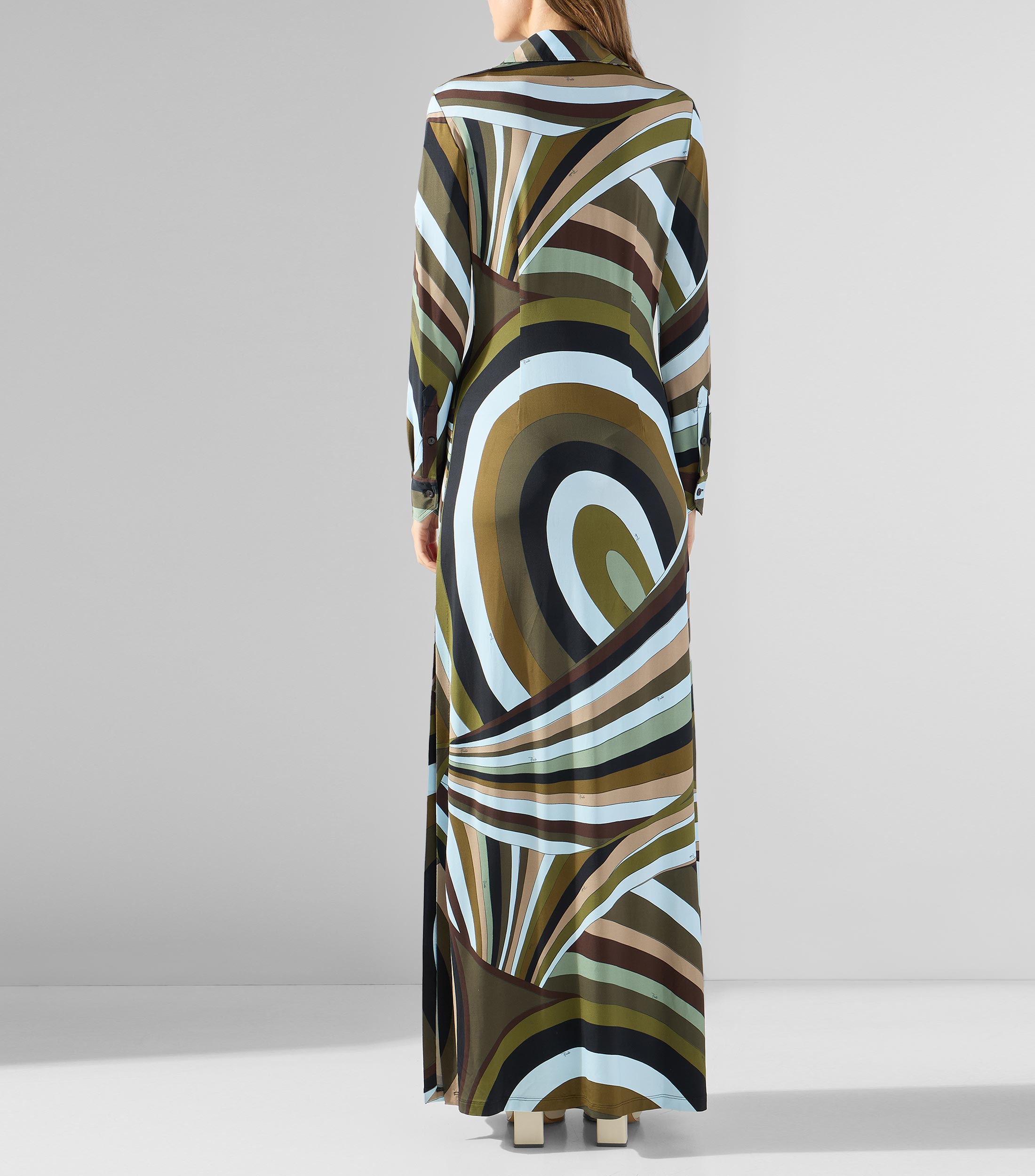 Vestido maxi con manga larga estampado Mujer