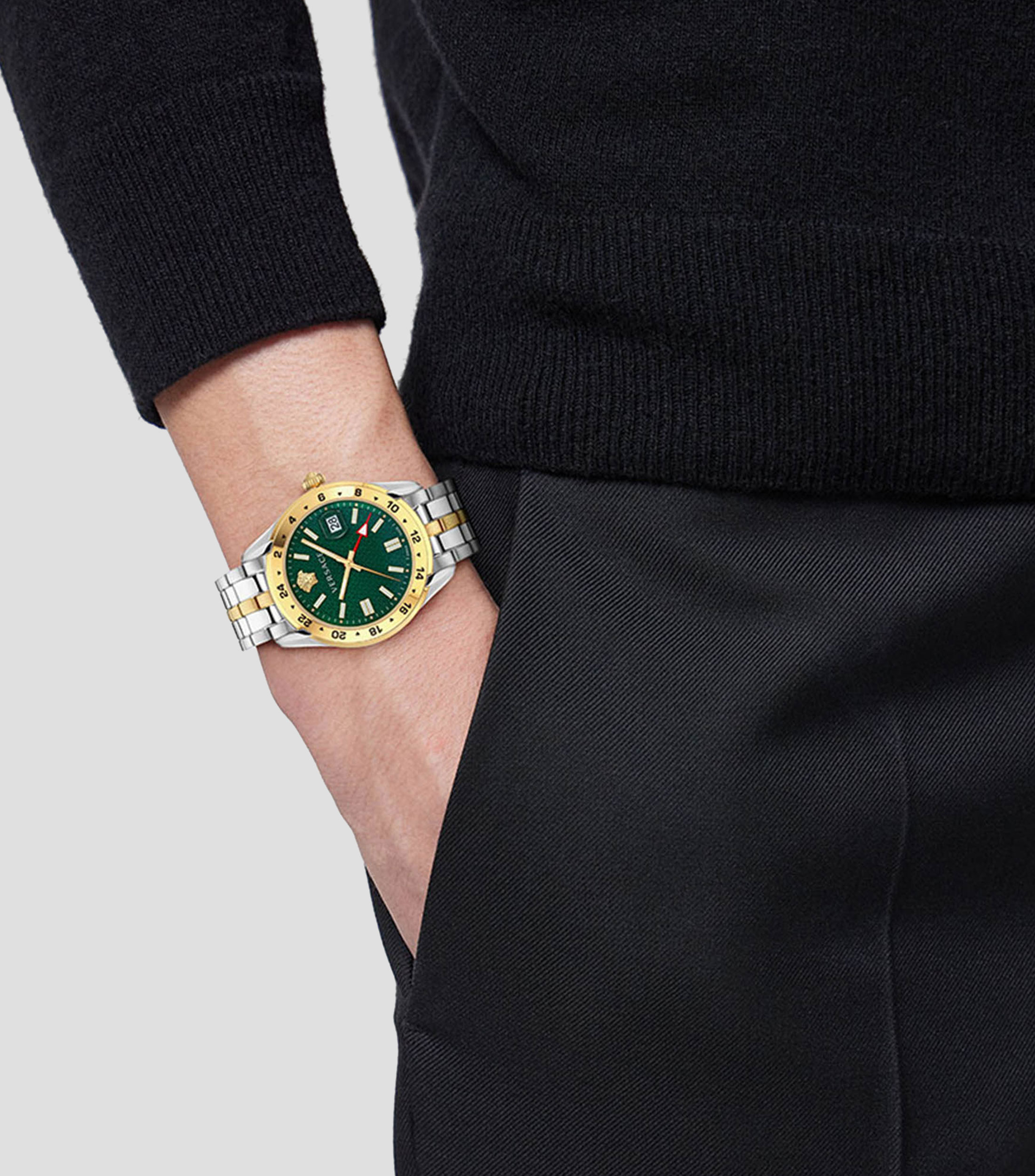 Reloj para Hombre Greca Time Gmt de vestir, Verde