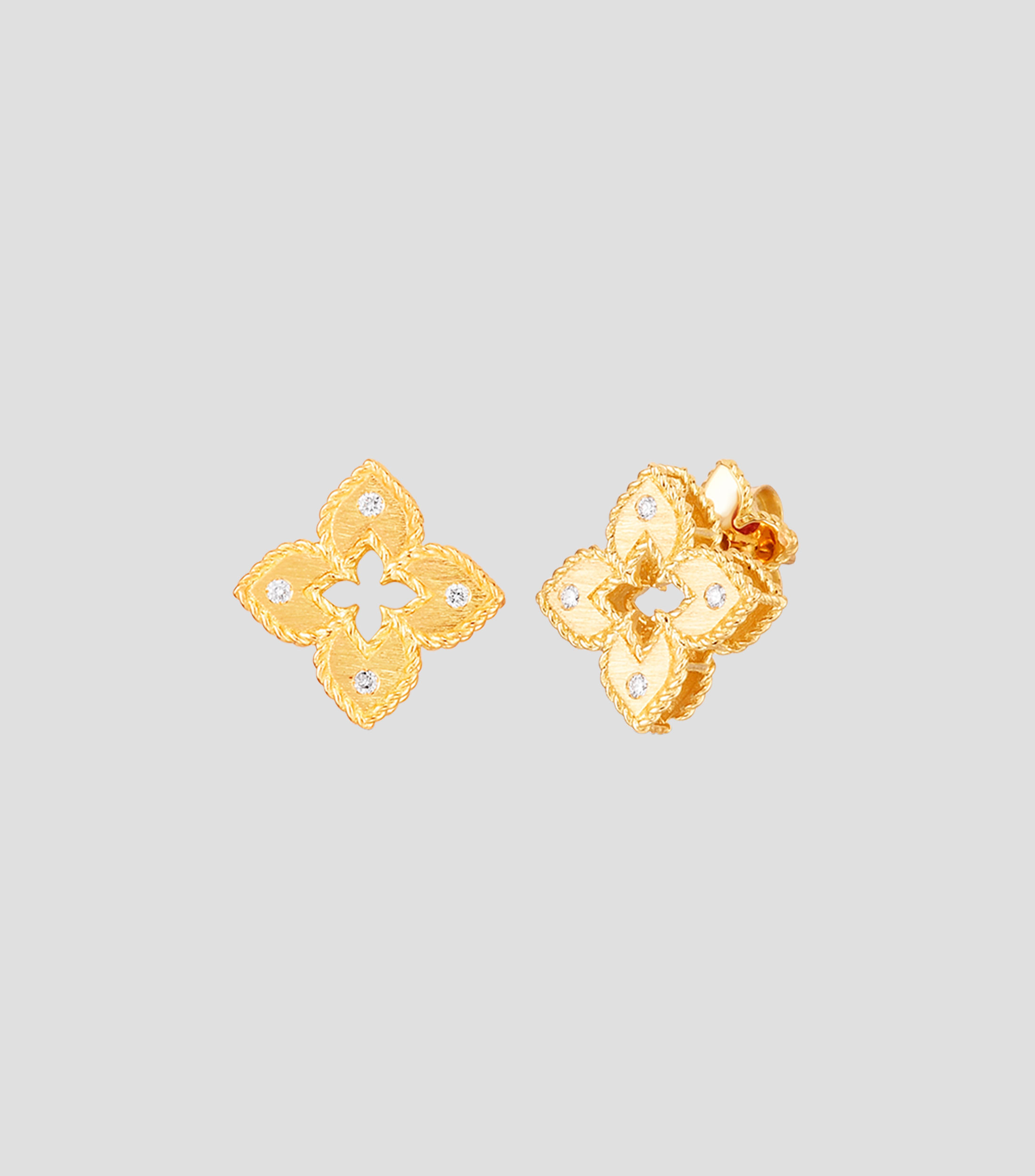 Aretes en oro amarillo 18 Kilates con diamantes Mujer