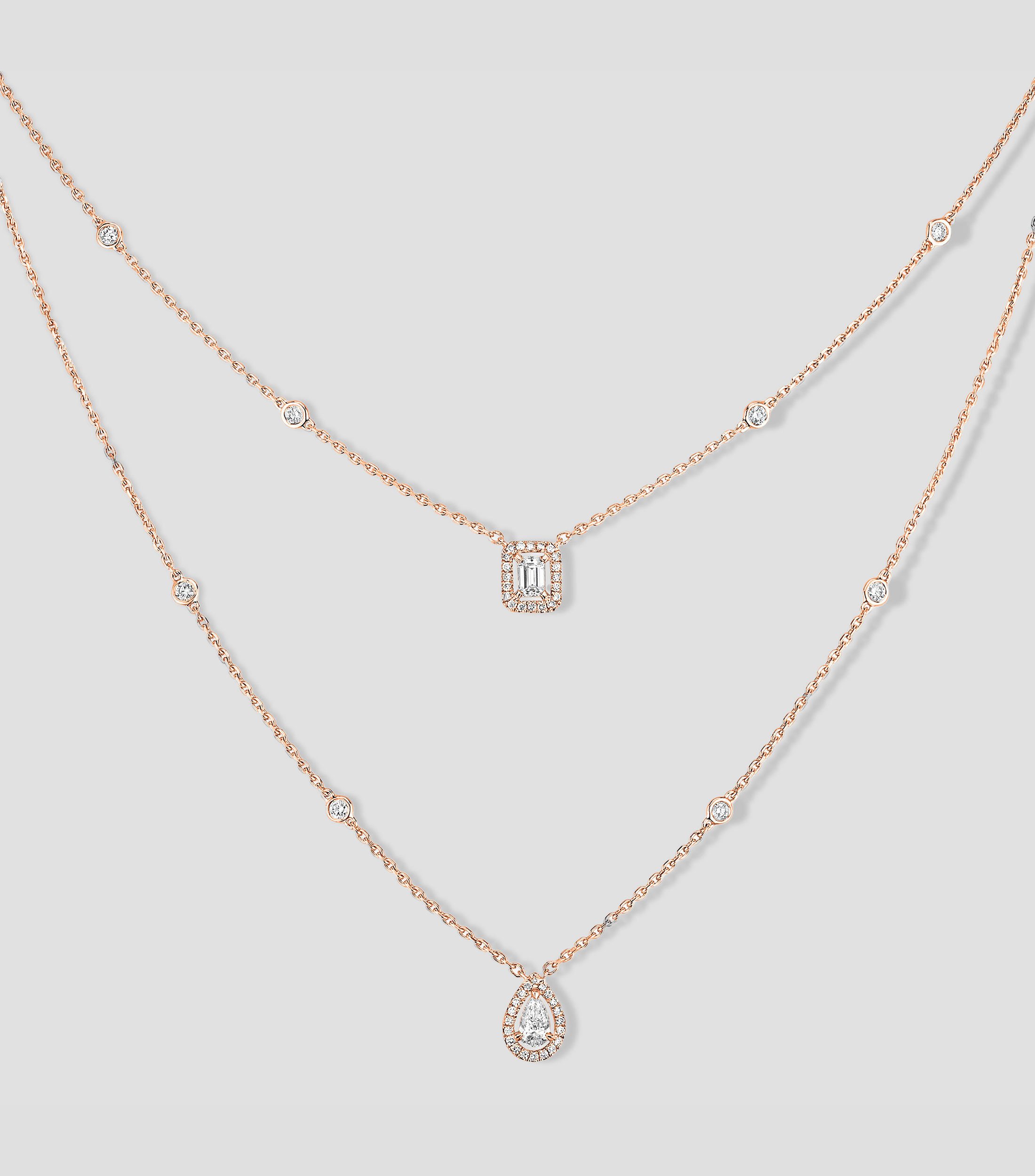 Collar doble en oro rosa de 18 kilates con diamantes My Twin Mujer