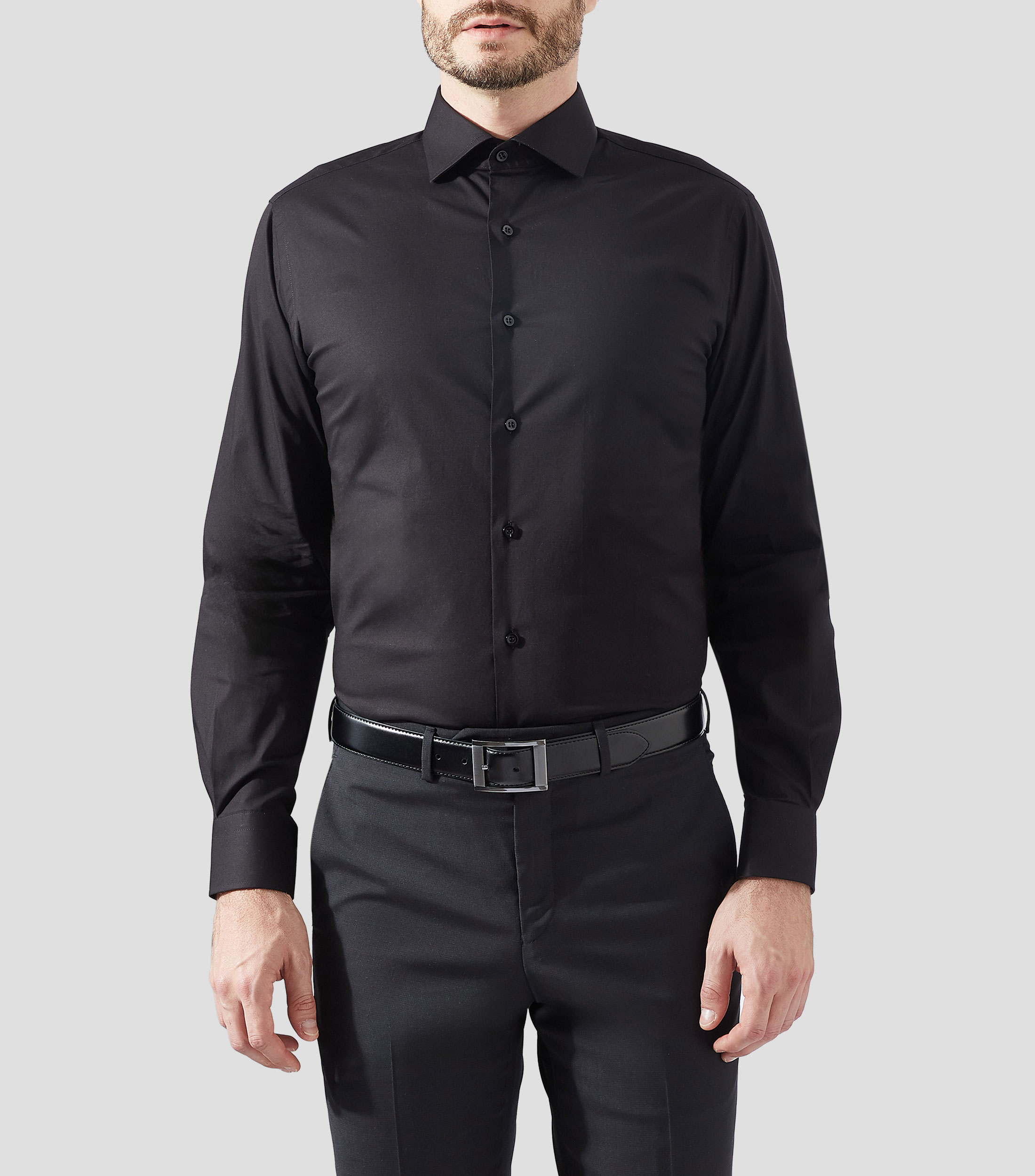 Camisa liso manga larga Hombre