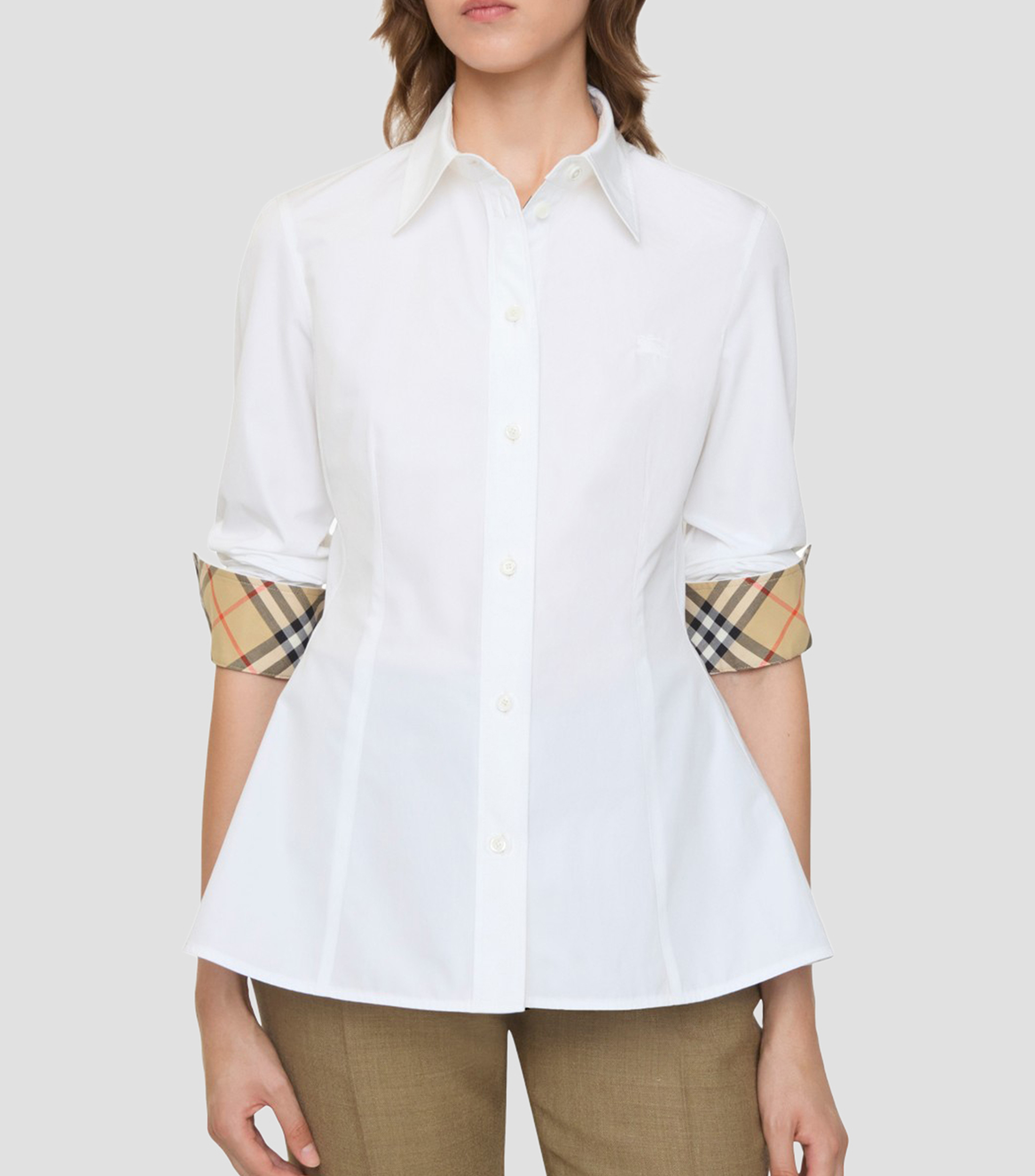 Camisa lisa manga larga Mujer