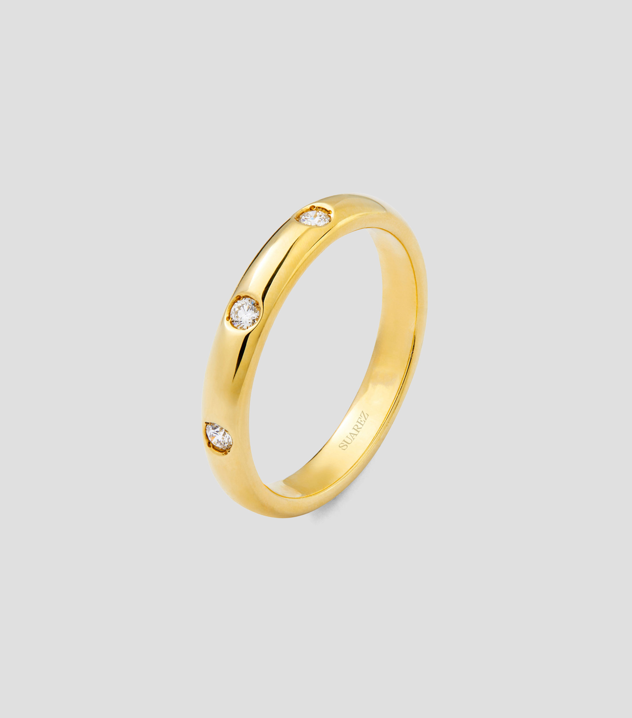 Anillo media alianza en Oro amarillo de 18 Kilates Compromiso con diamantes Mujer