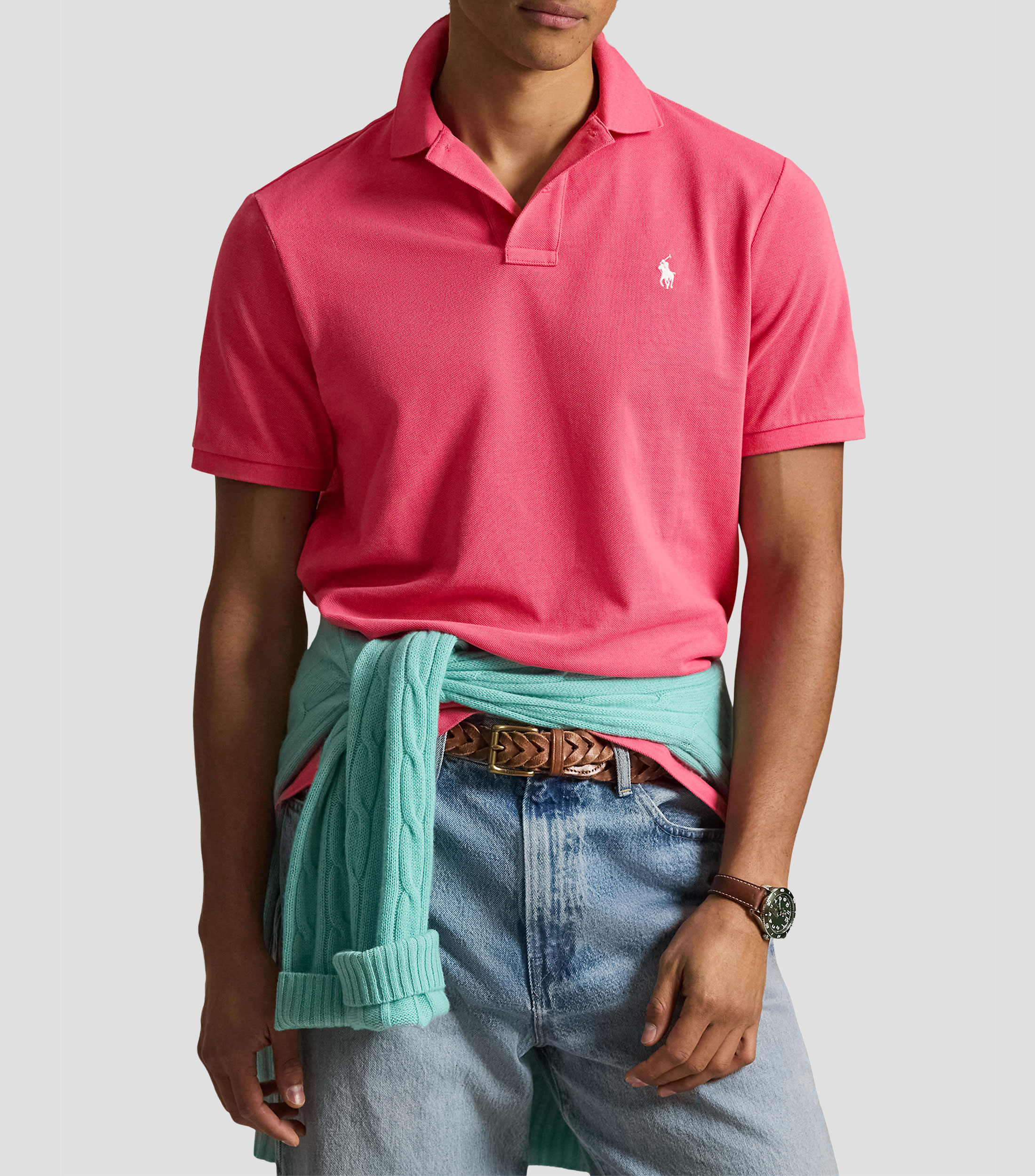 Playera tipo polo manga corta diseño sólido Hombre