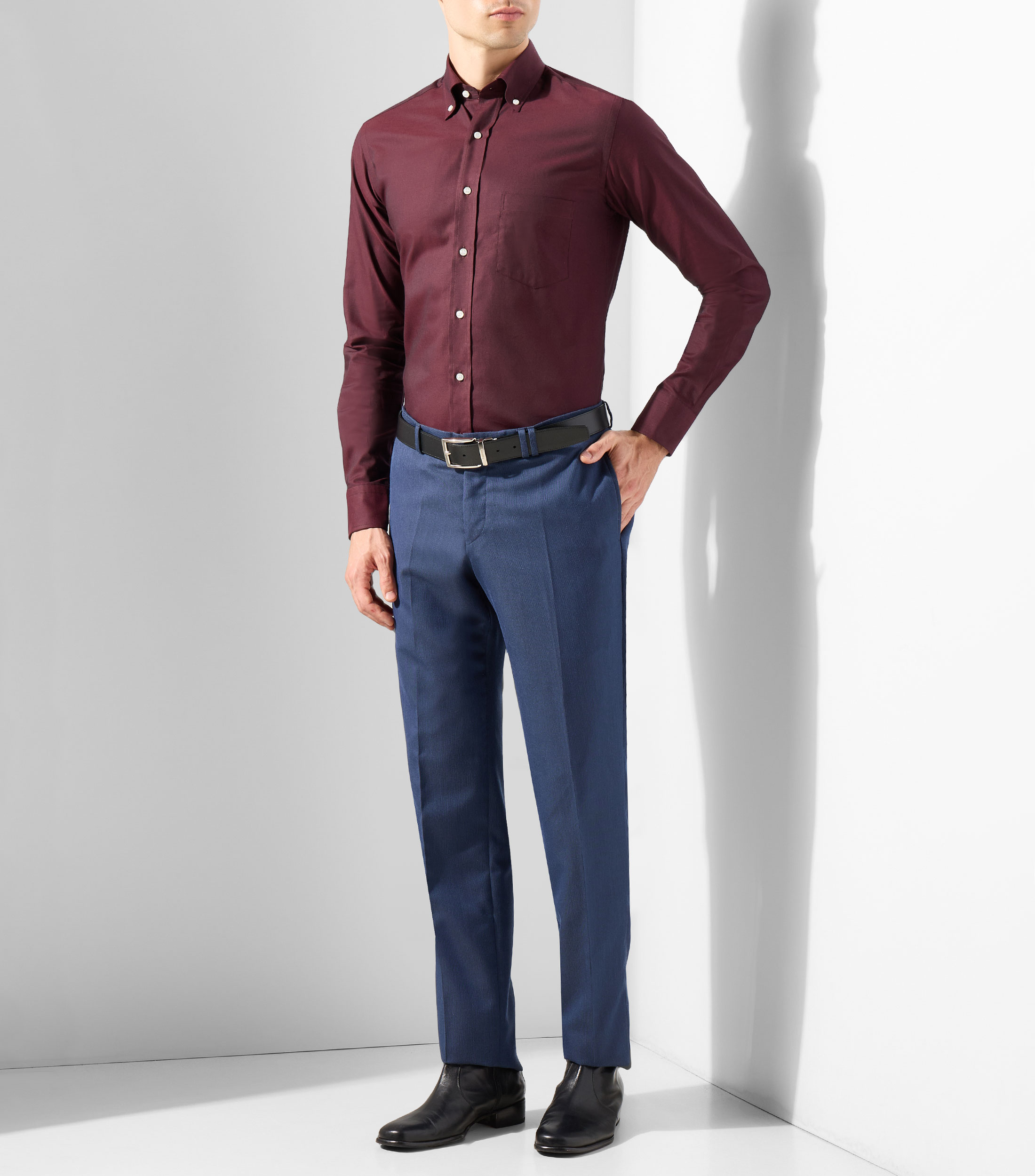 Camisa lisa manga larga Hombre