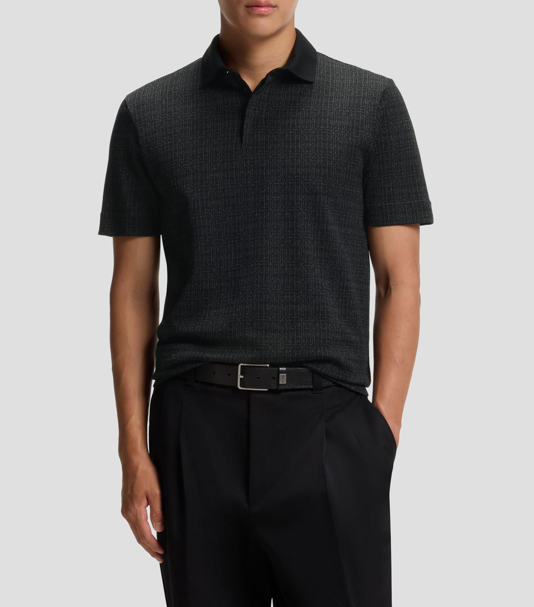 Playera tipo polo de algodón con jacquard en dos tonos Hombre