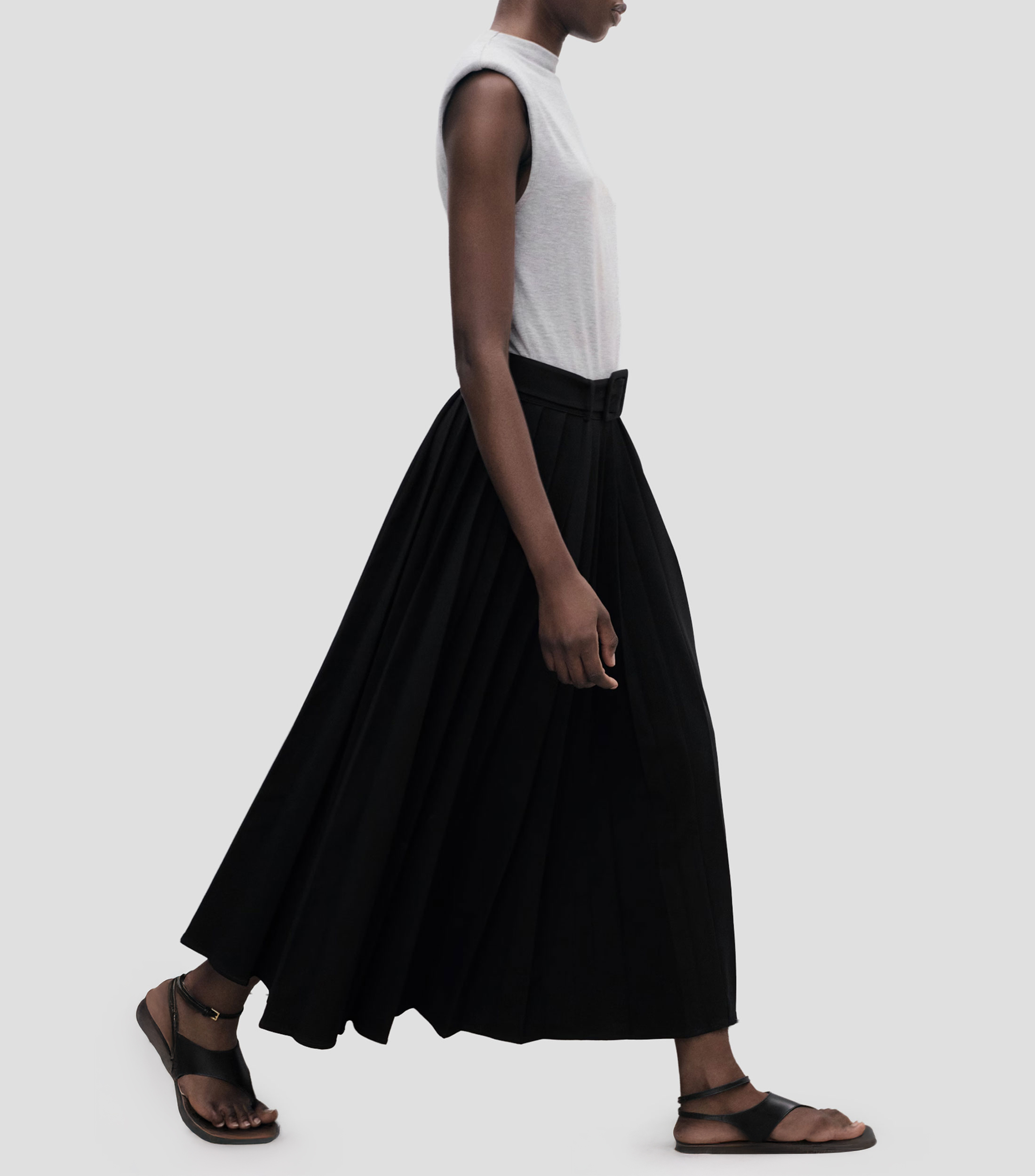 Vestido midi liso Mujer