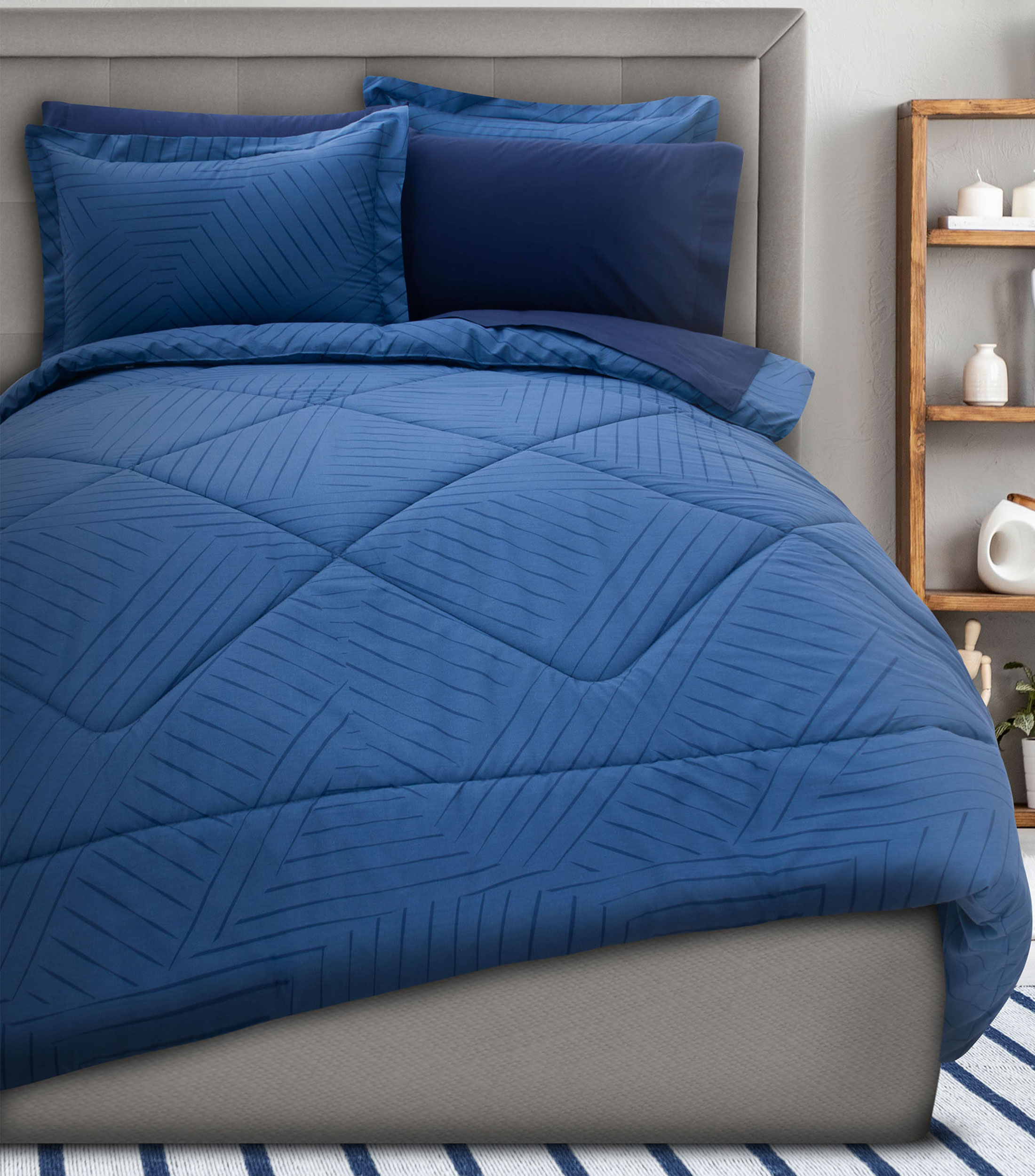 Juego de cama King Size en algodón Wilbur azul