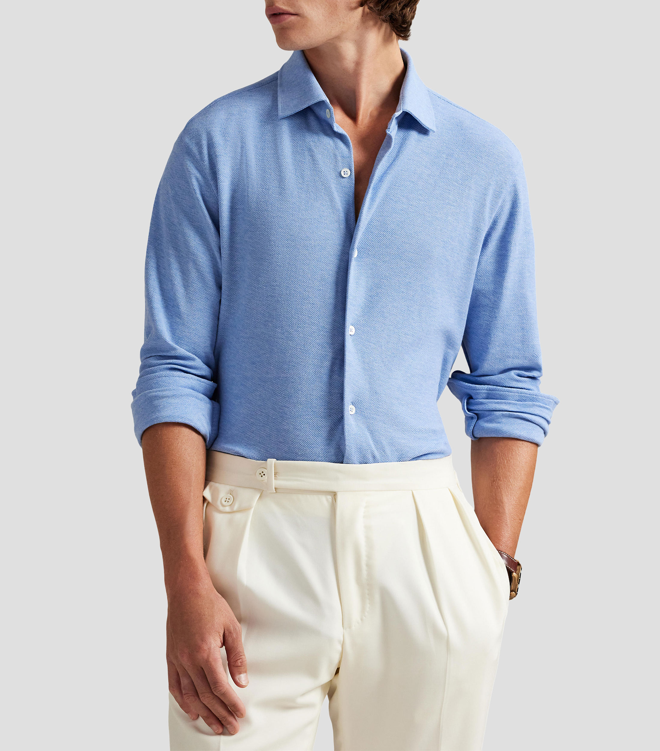 Camisa lisa manga larga Hombre