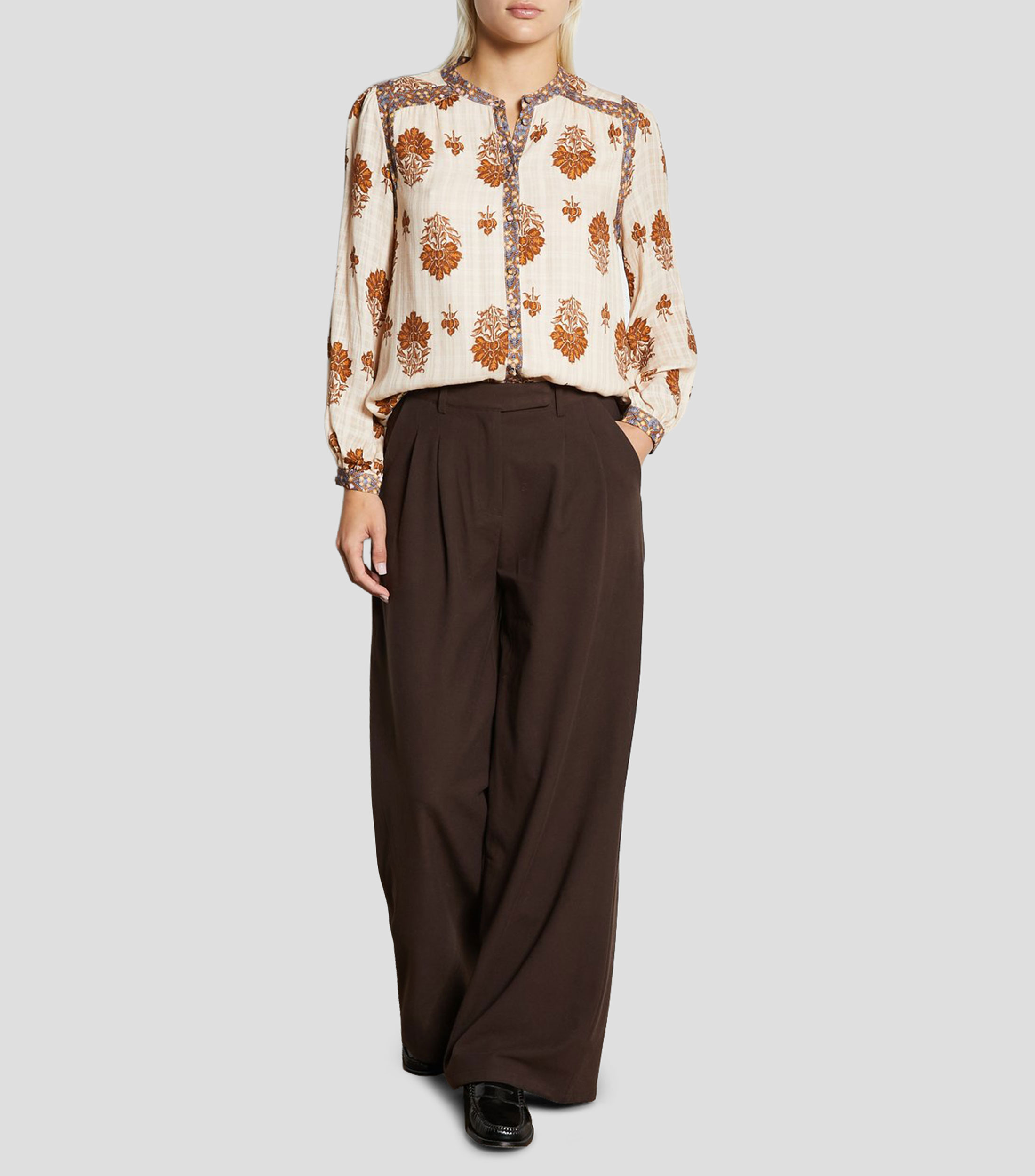 Blusa estampada manga larga Mujer