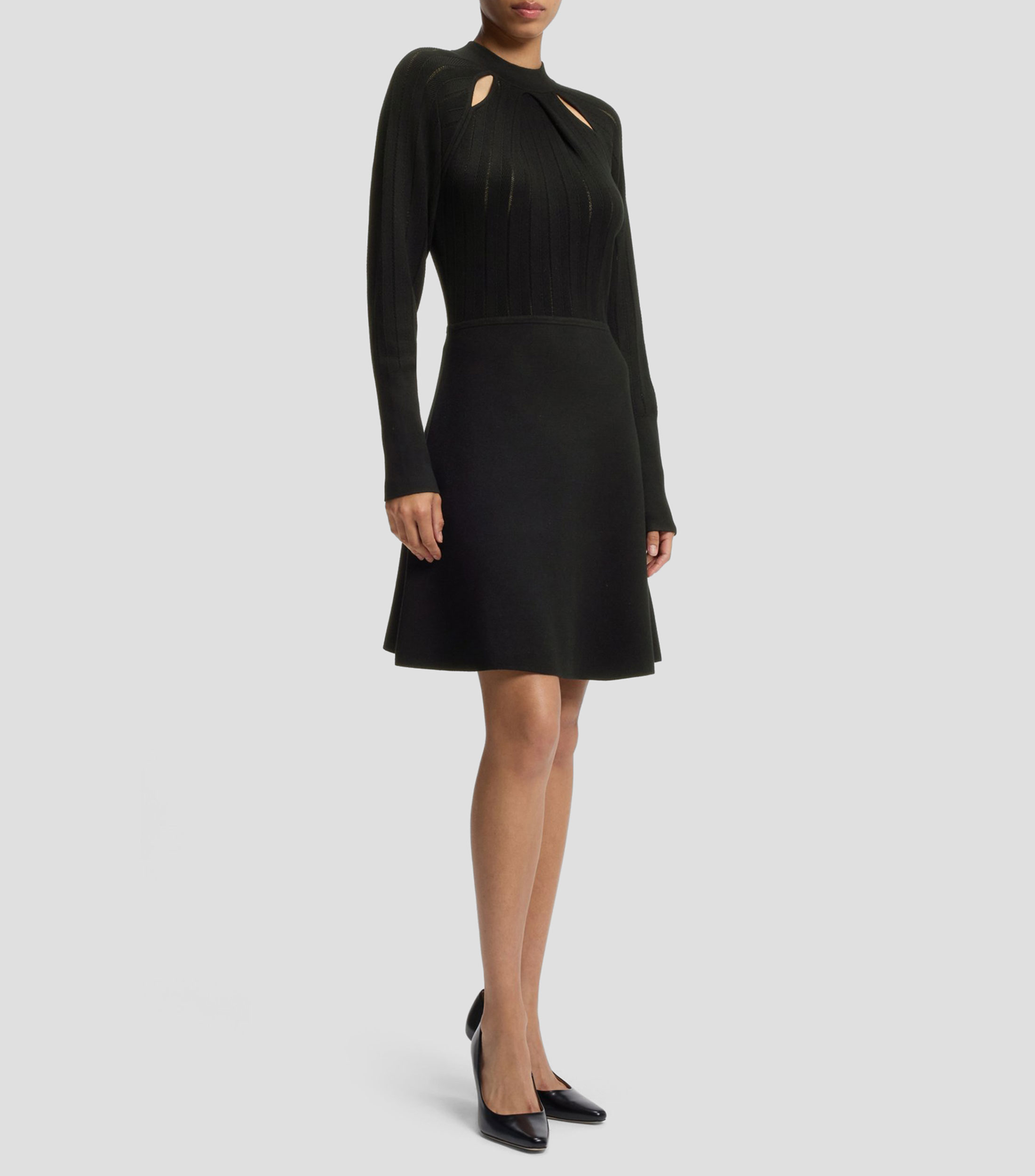 Vestido midi liso manga larga Mujer