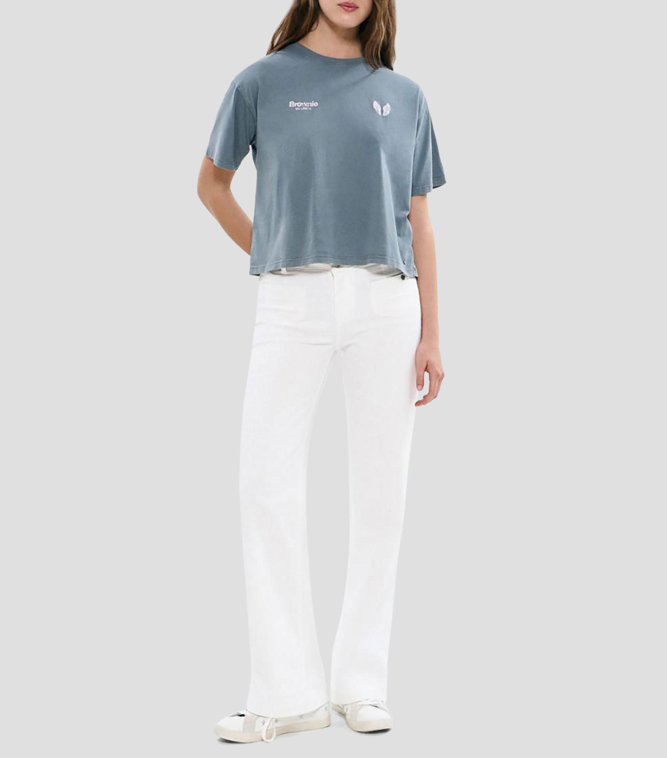 Playera cuello redondo manga corta estampada Mujer