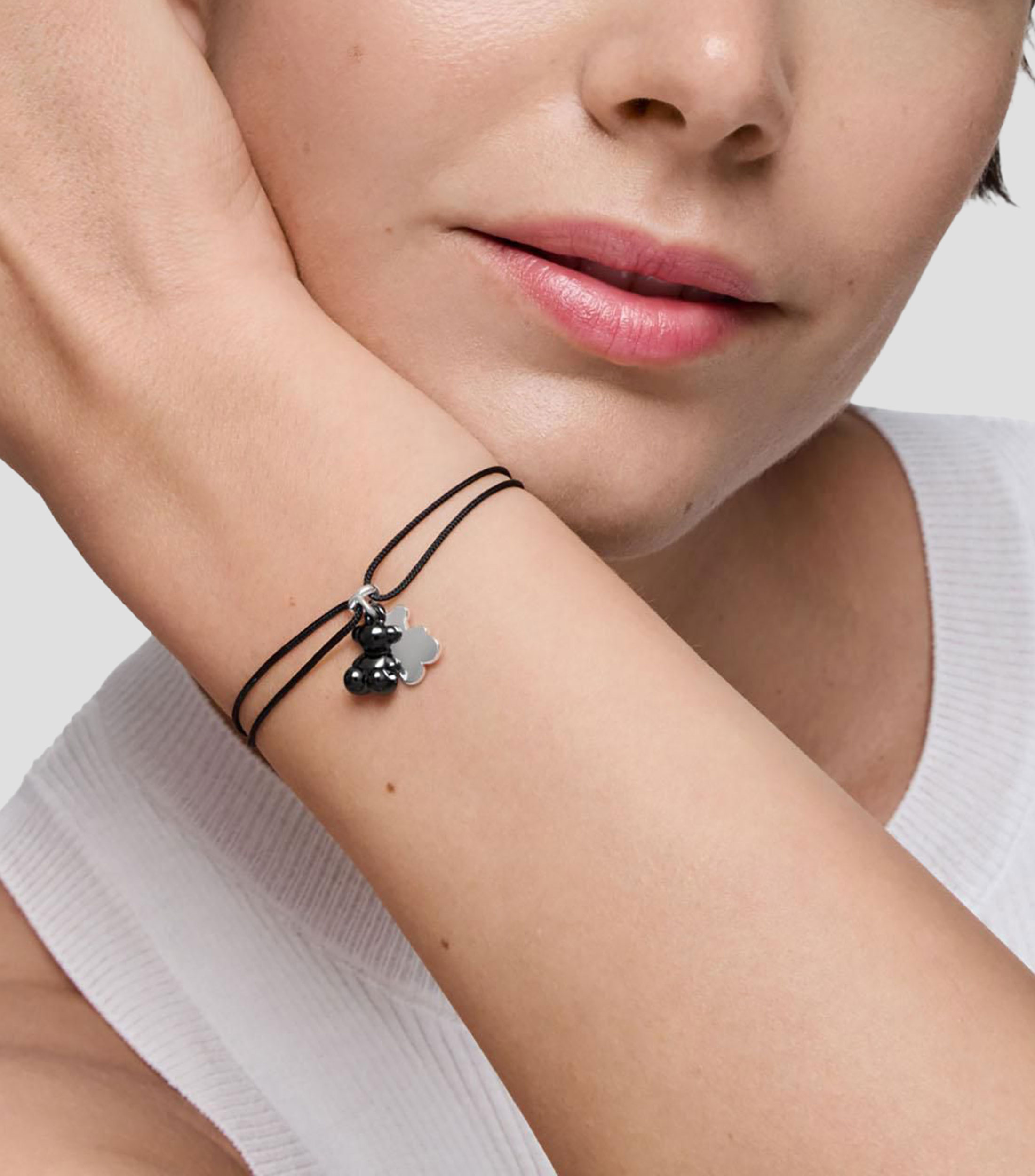 Pulsera negra con cerámica Bold Bear Mujer