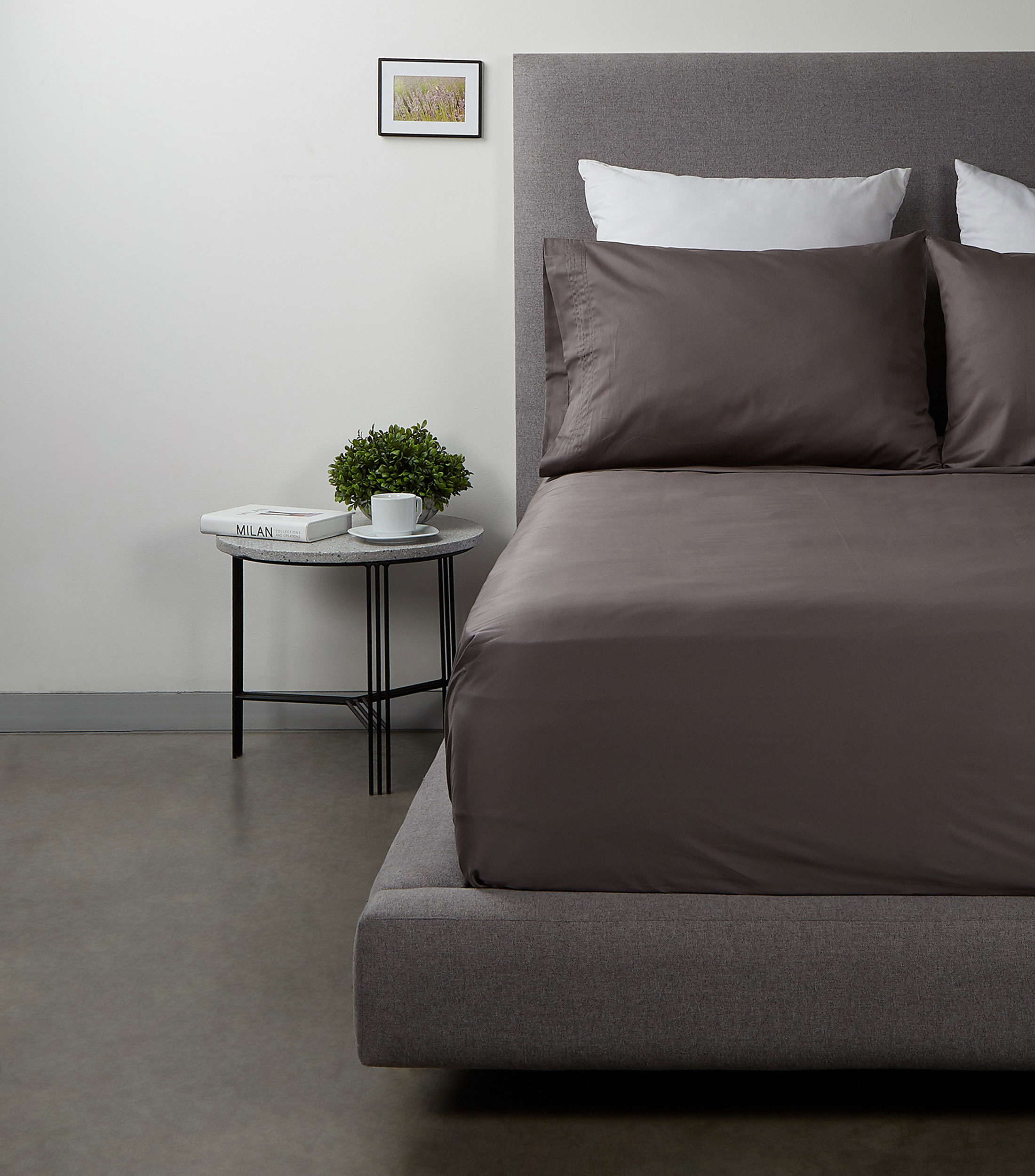 Juego de Sabanas Queen Size en Algodón Gris Oxford