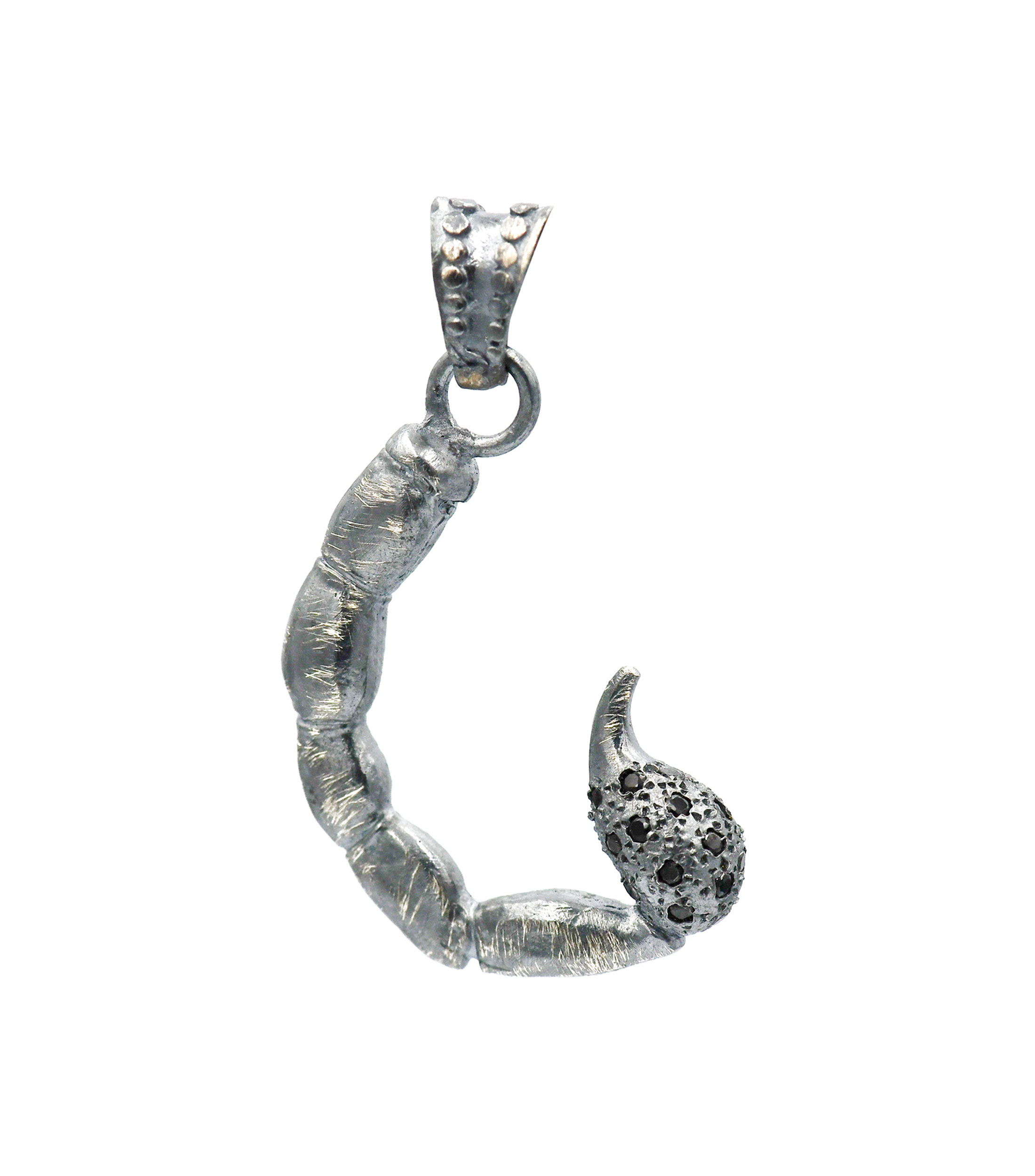 Dije Scorpion Tail Zirconia Negra en plata .925 Unisex