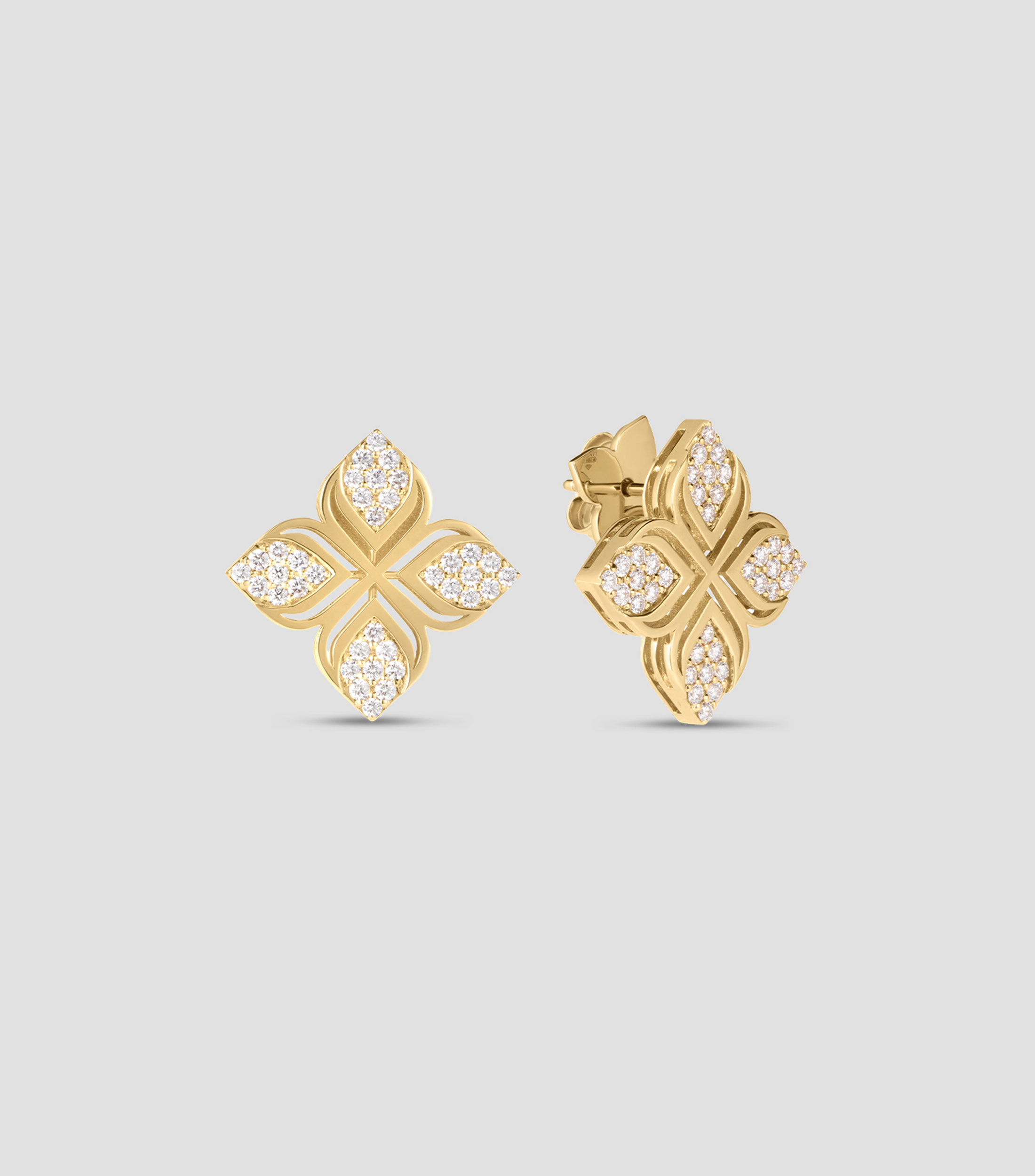 Aretes en oro amarillo de 18 kilates con diamantes Mujer