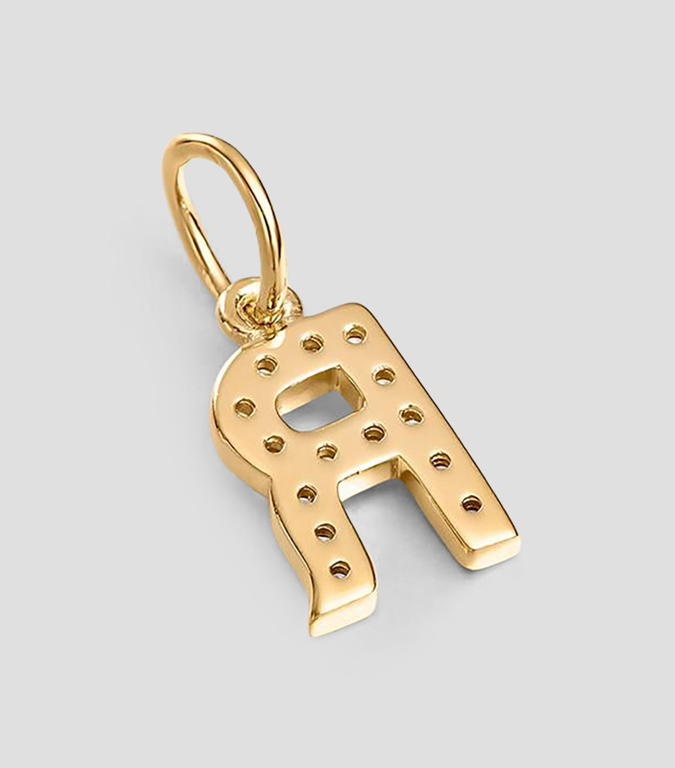 Charm letra "R" en plata .925 con topacio blanco Mujer