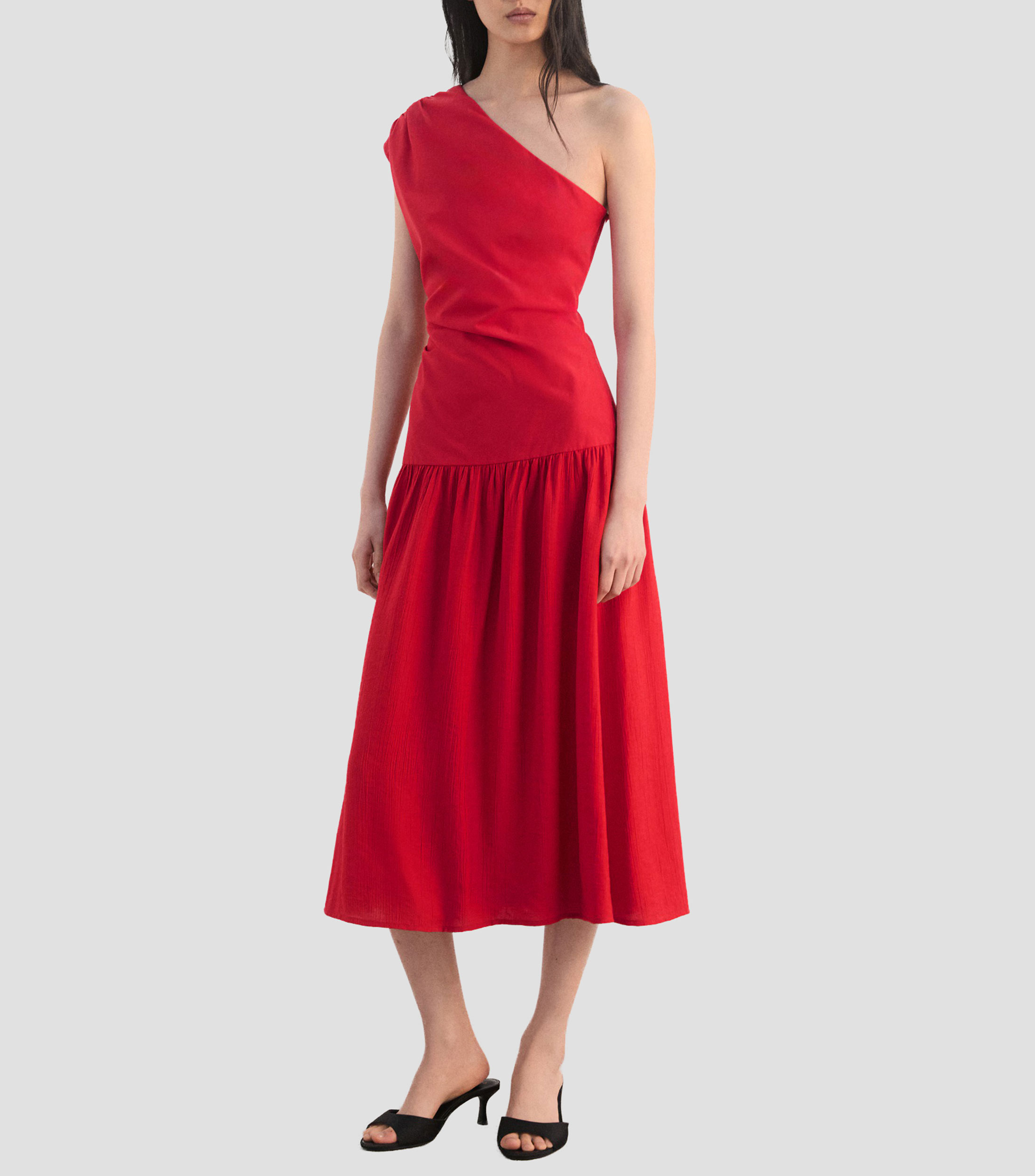 Vestido midi liso Mujer