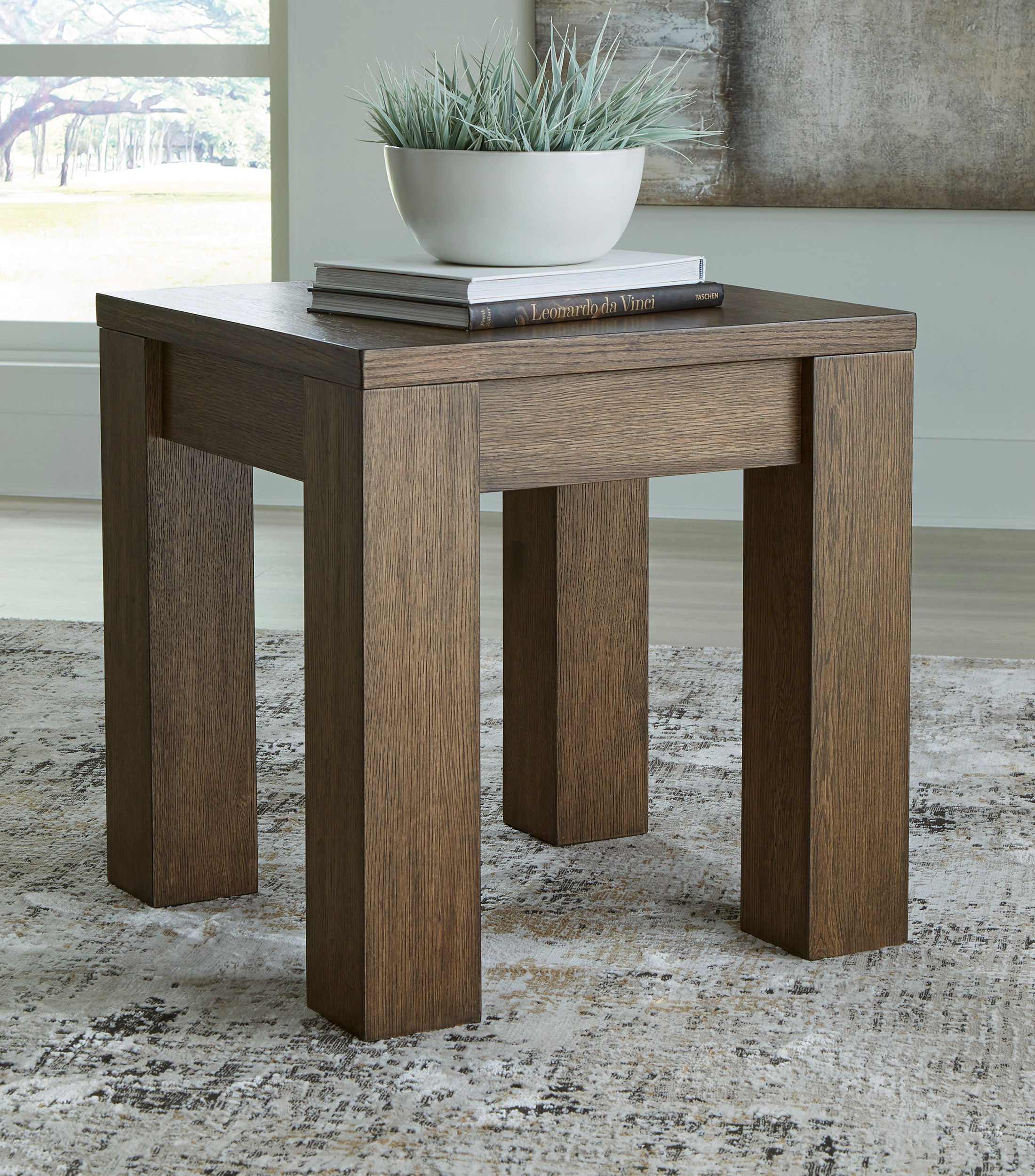 Mesa de centro con cargador inalambrico de madera