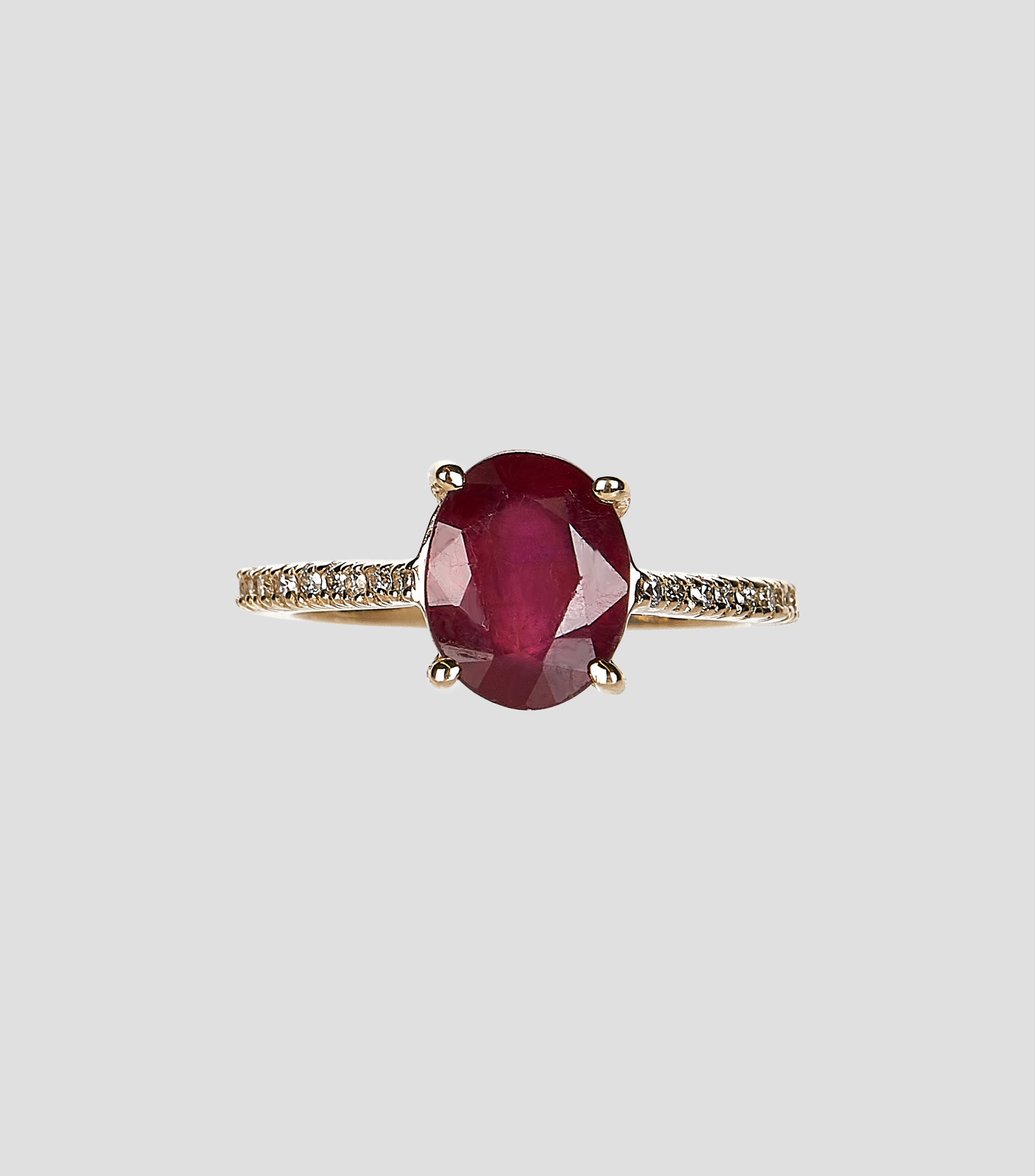 Anillo Solitario en Oro Amarillo con Incrustación Mujer