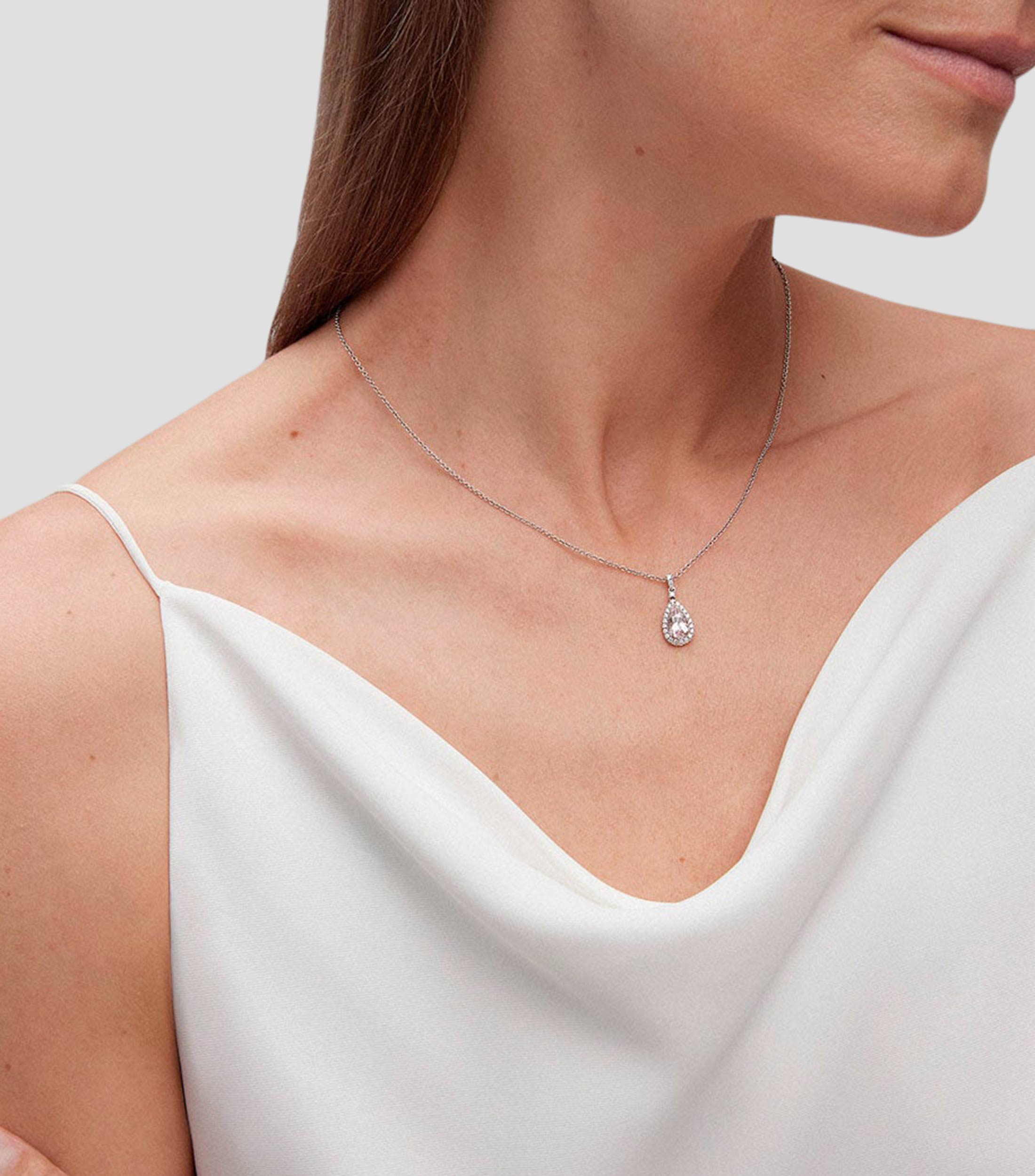 Collar en oro blanco de 18 kilates con morganita y diamantes Veris Gerais Mujer