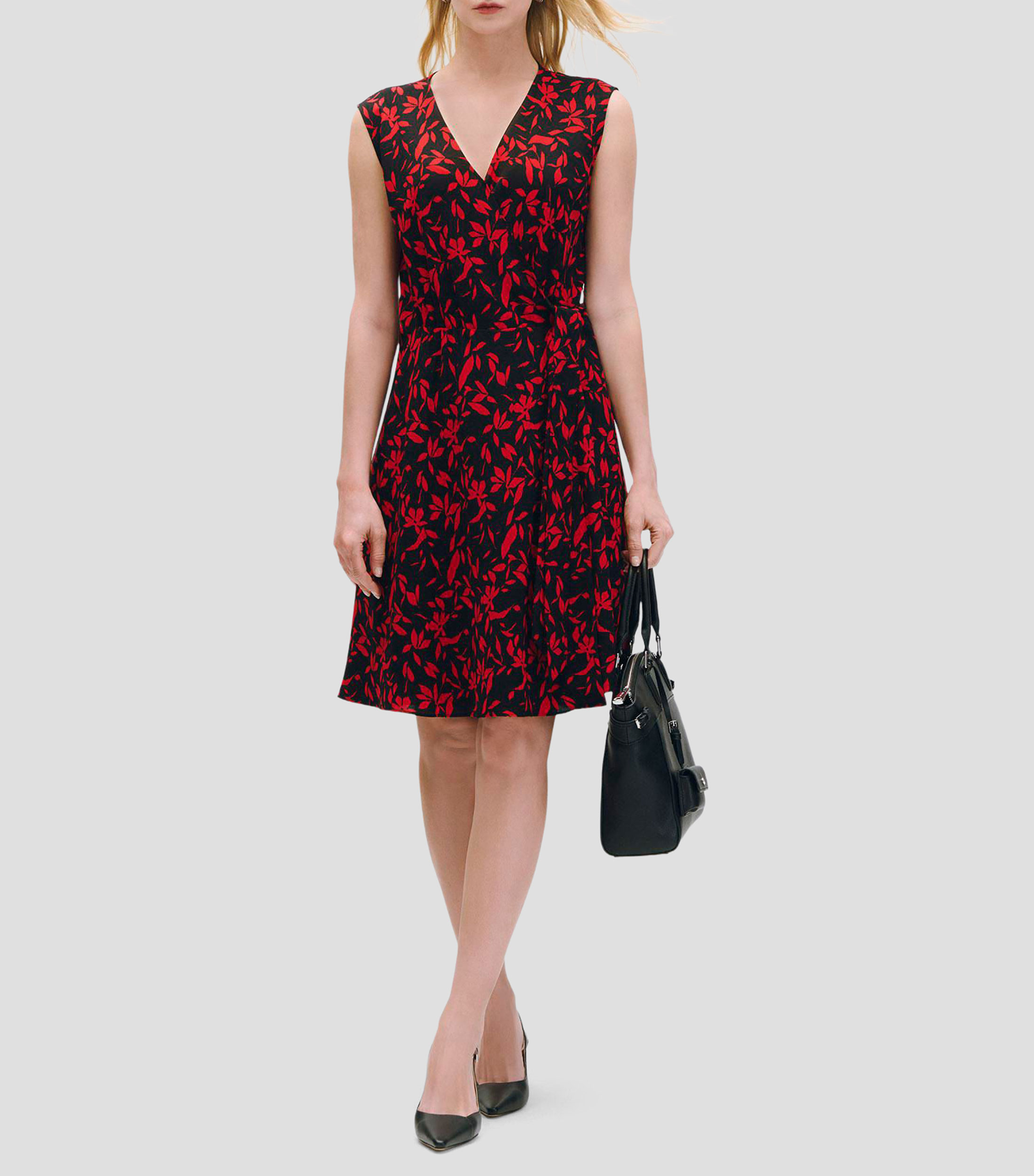 Vestido envolvente línea a estampado floral amarre en cintura Mujer