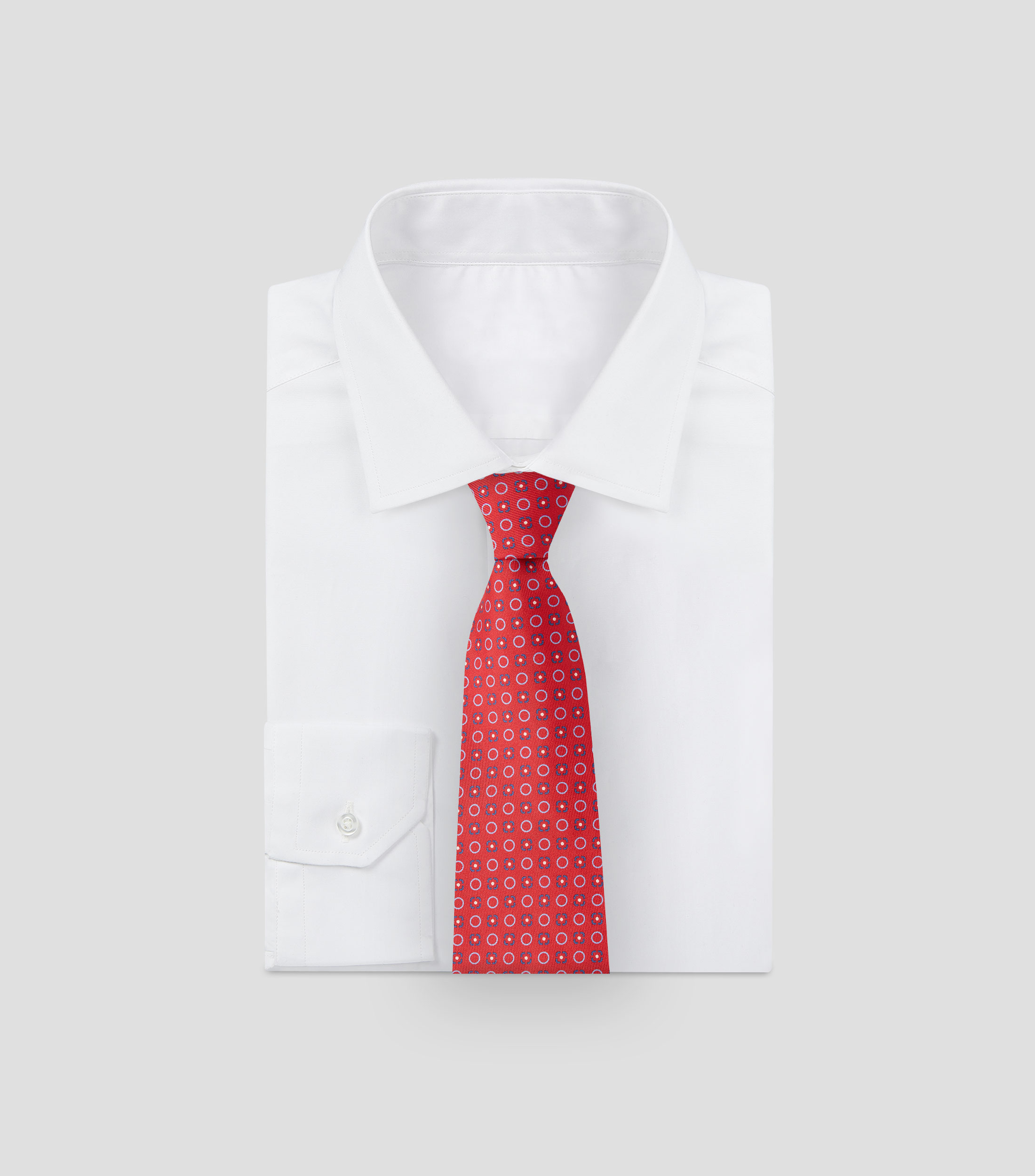 Corbata ancha en seda rojo estampada