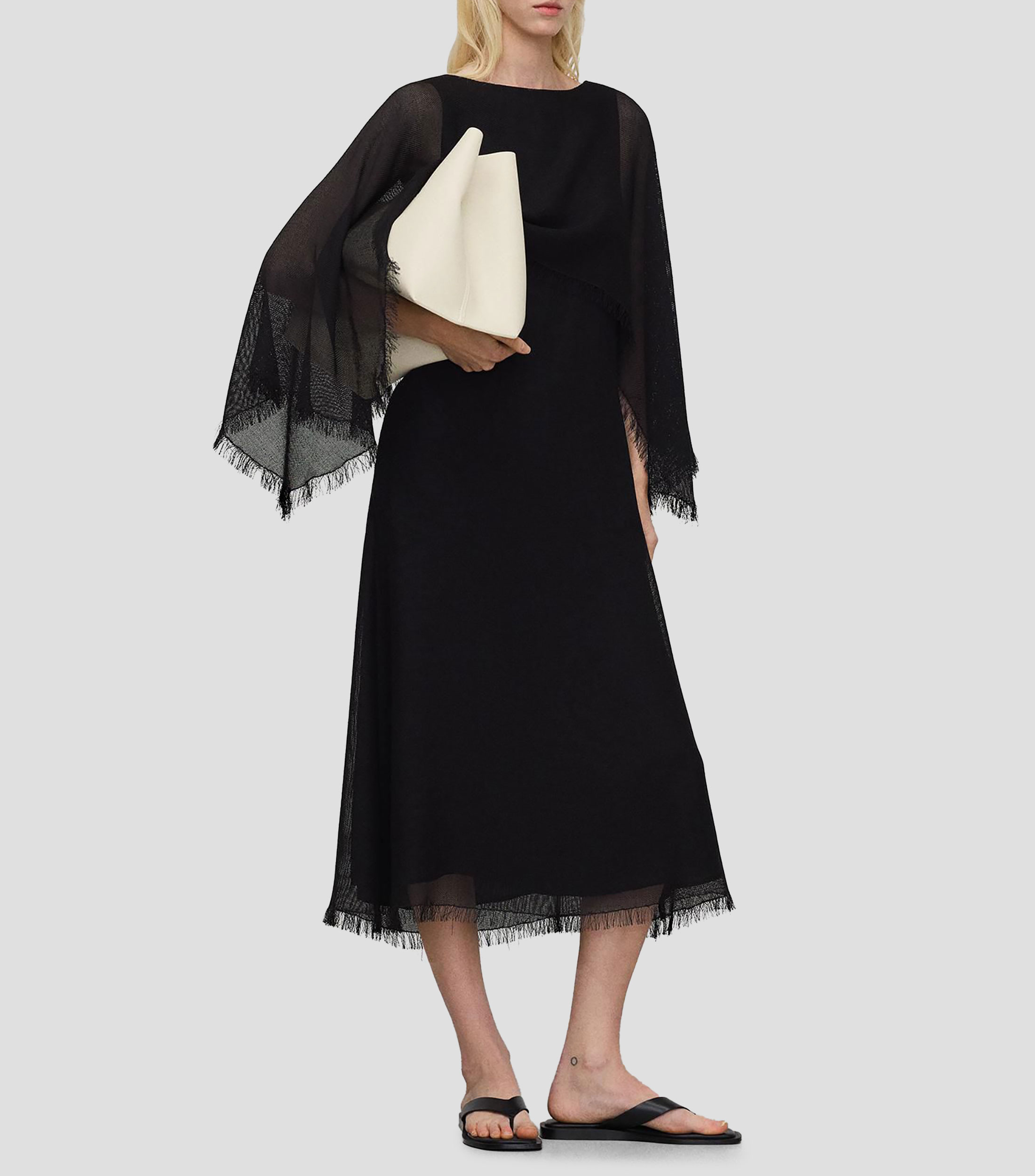 Vestido casual midi manga larga liso Mujer