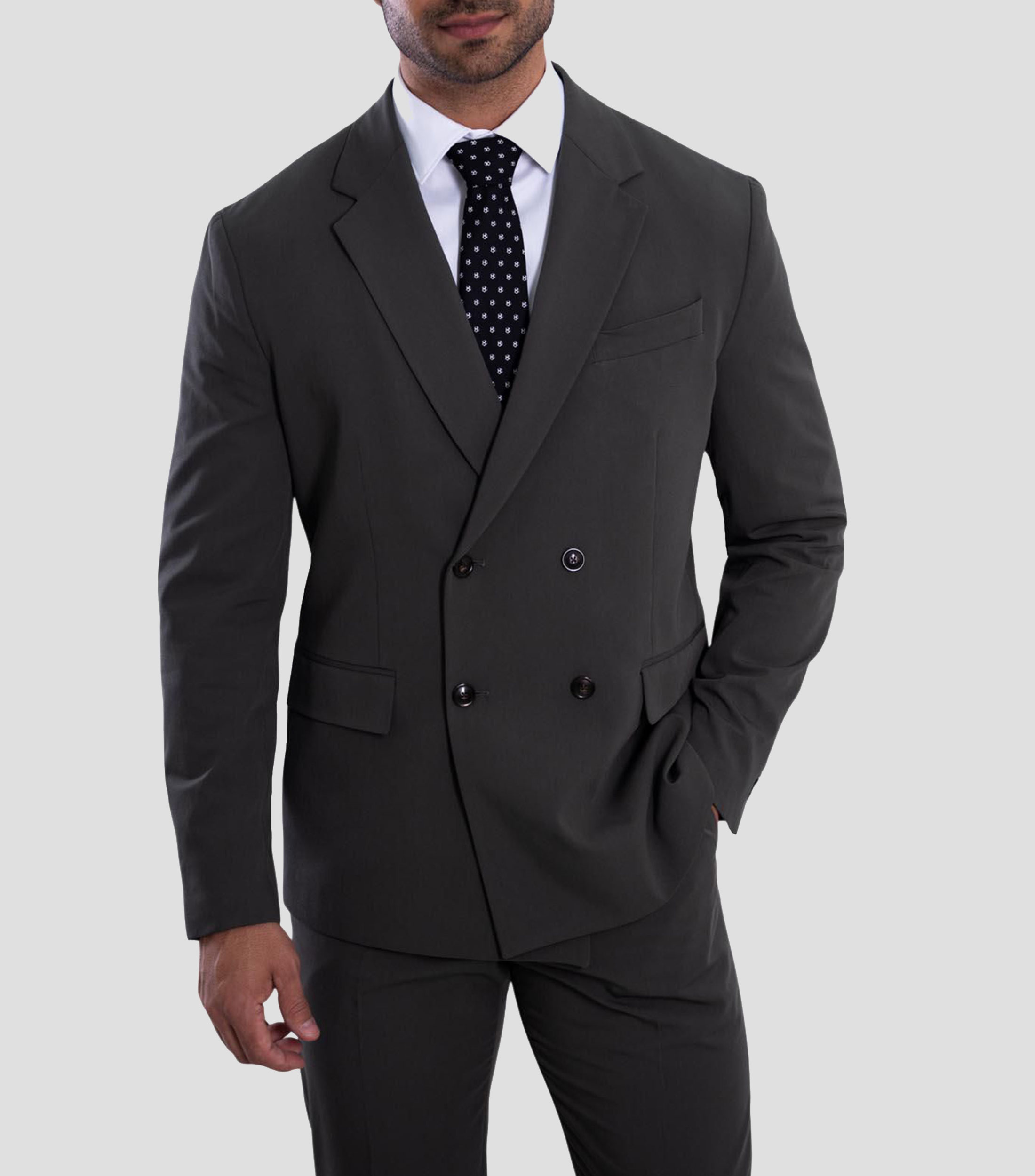 Corbata ancha en seda negra estampada