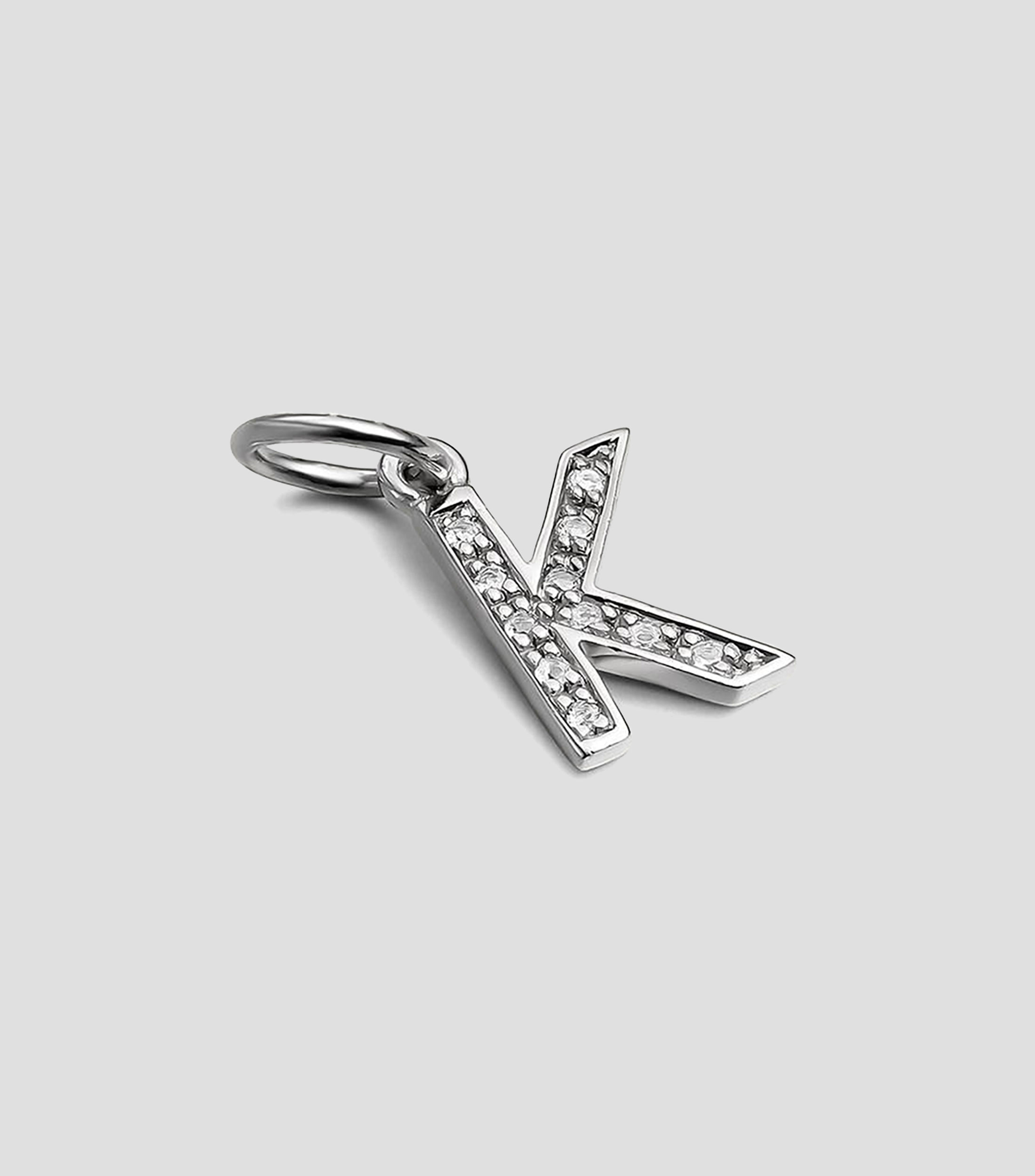 Charm letra K en plata .925 ABC con topacios blancos Mujer