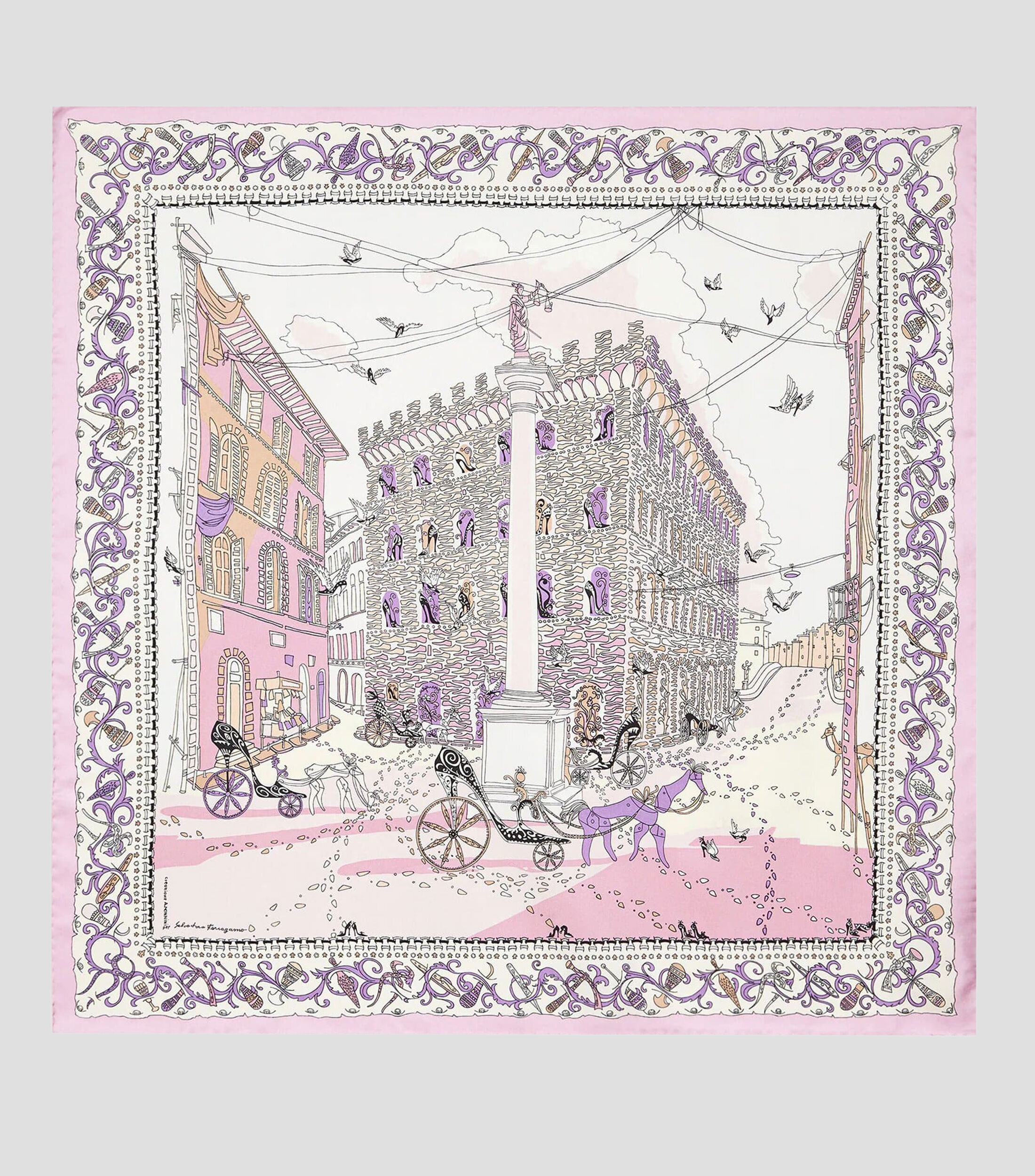 Panuelo de seda estampado Palazzo Spini-Feroni Mujer