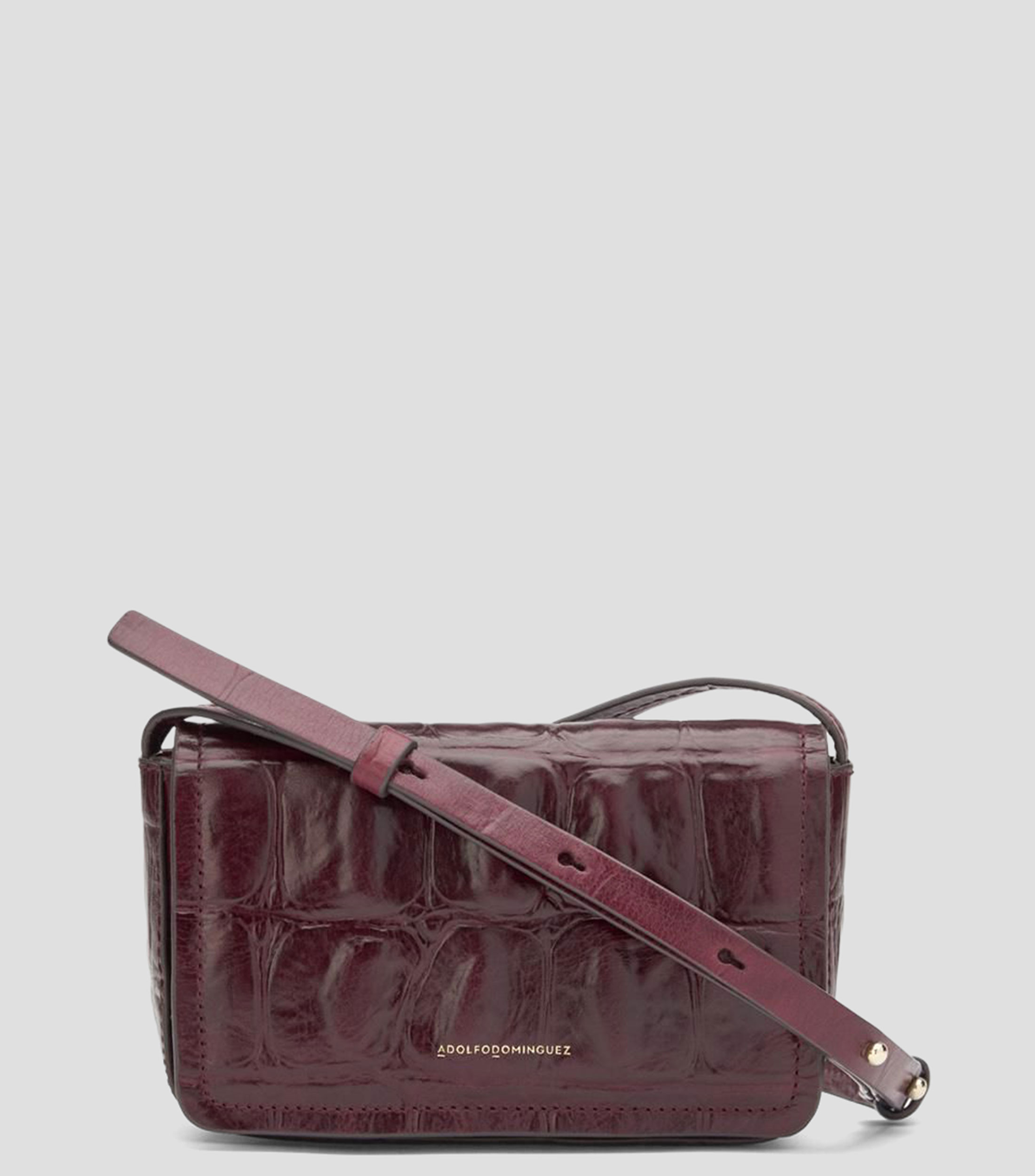 Bolsa mini crossbody en piel con grabado efecto coco sólido Mujer