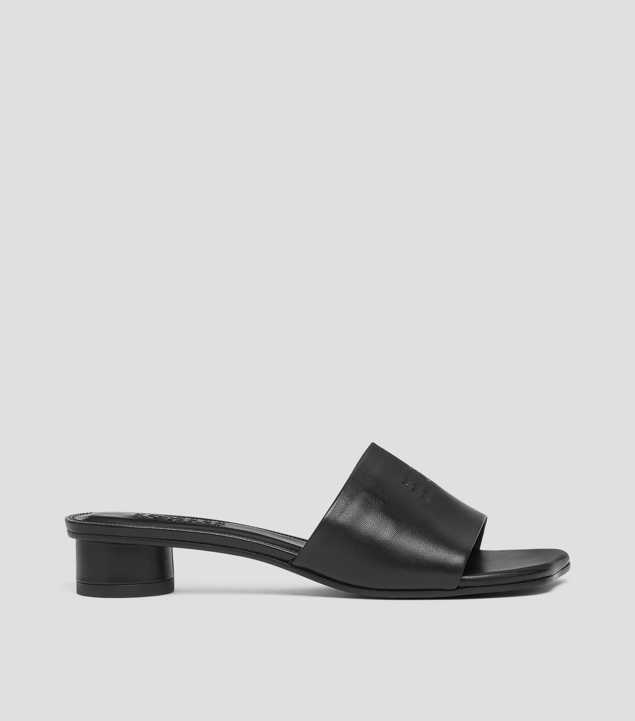 Sandalias de tacón bajo redondo en piel Mujer