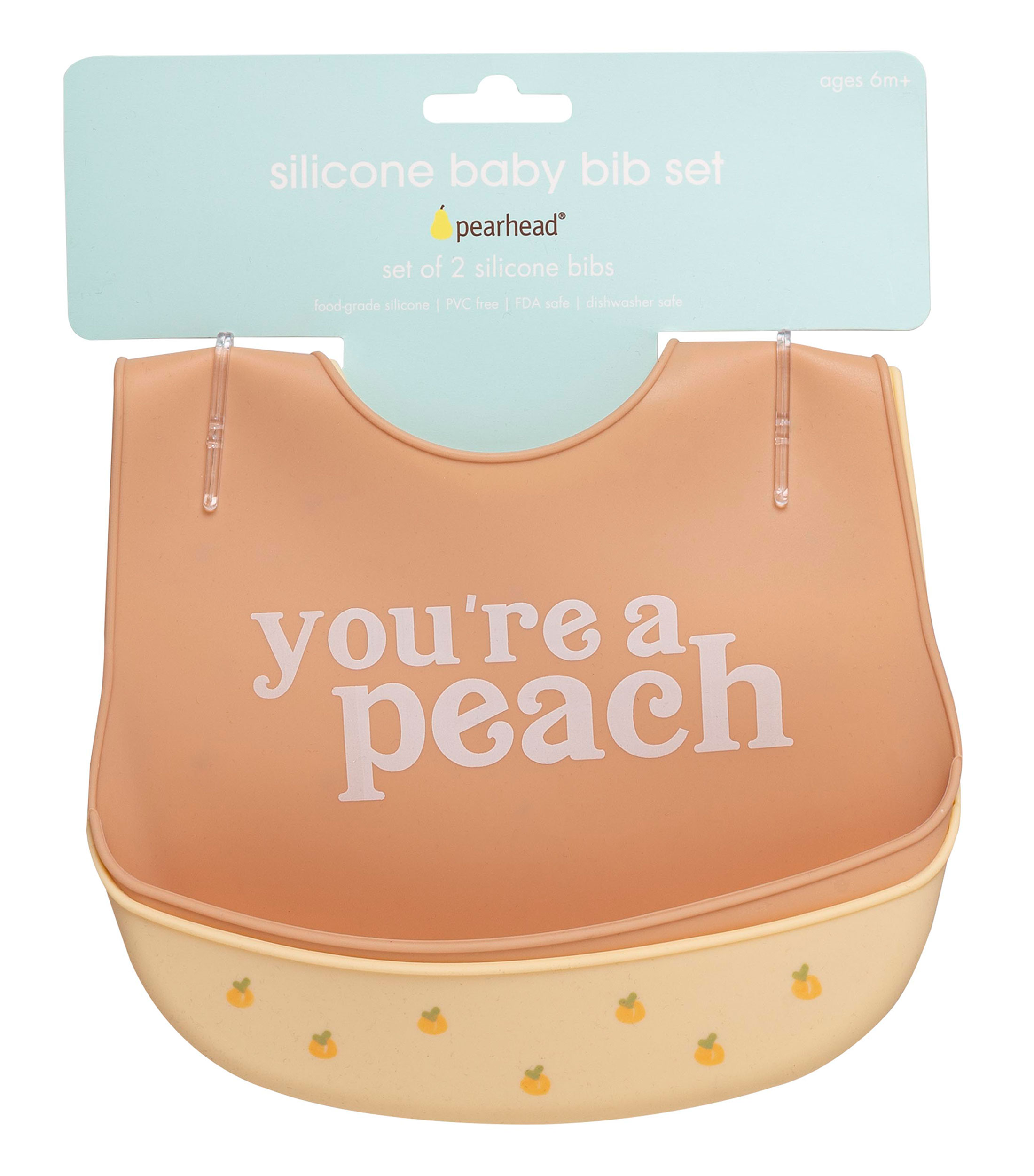 Set 2 Baberos Youre a Peach en silicon Naranja