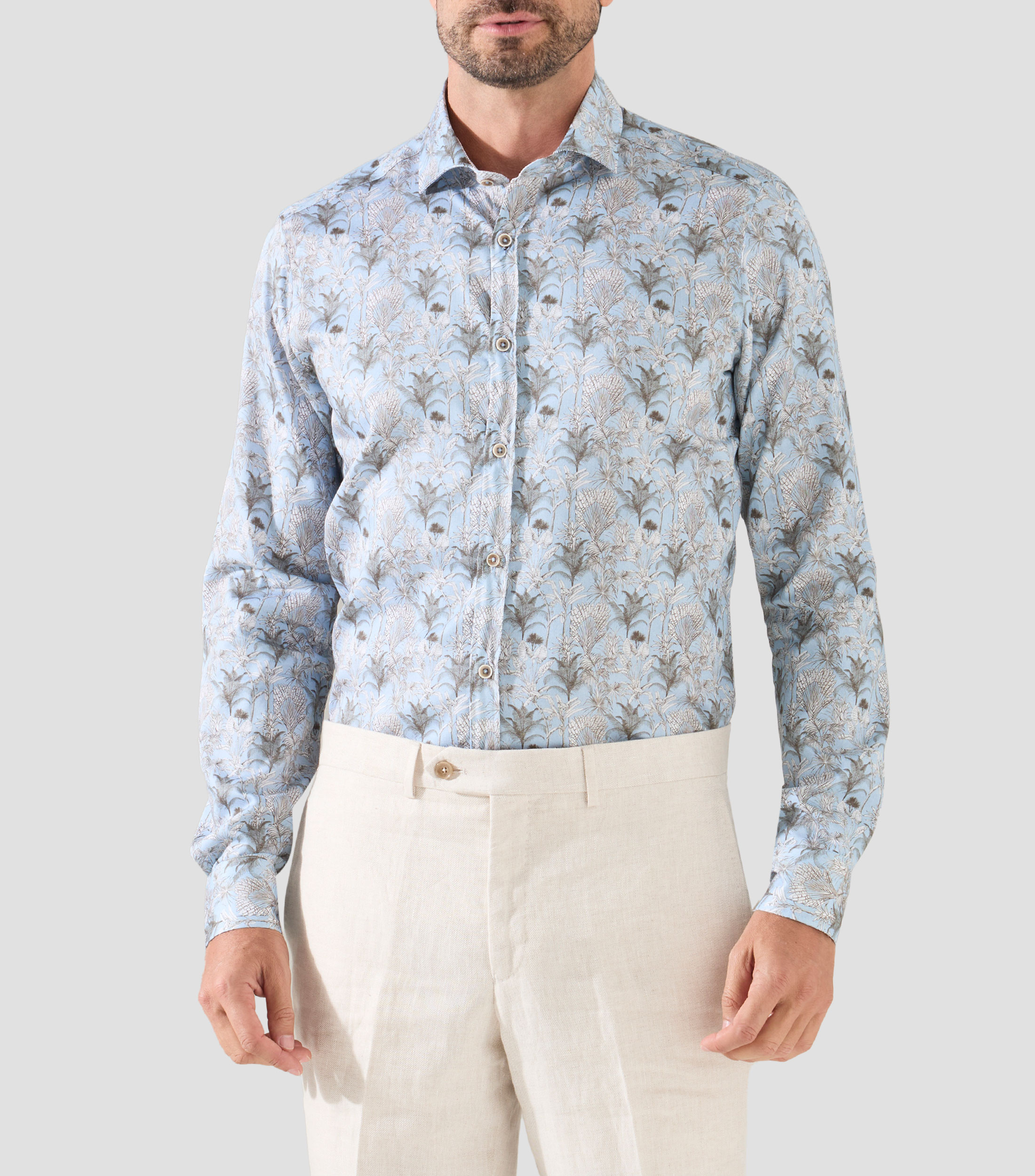 Camisa estampada manga larga Hombre