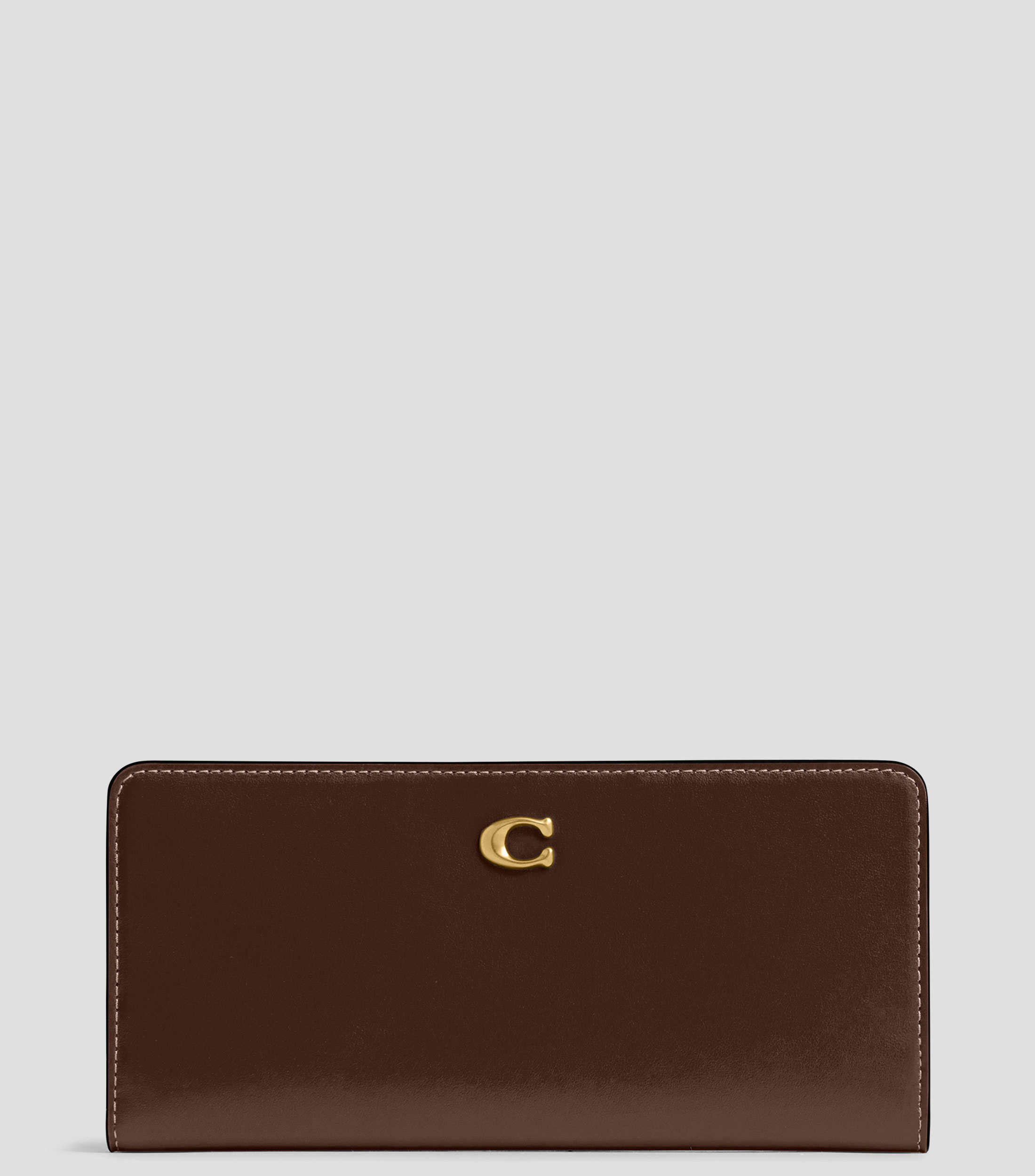 Cartera Café en piel Essential Slim lisa Mujer
