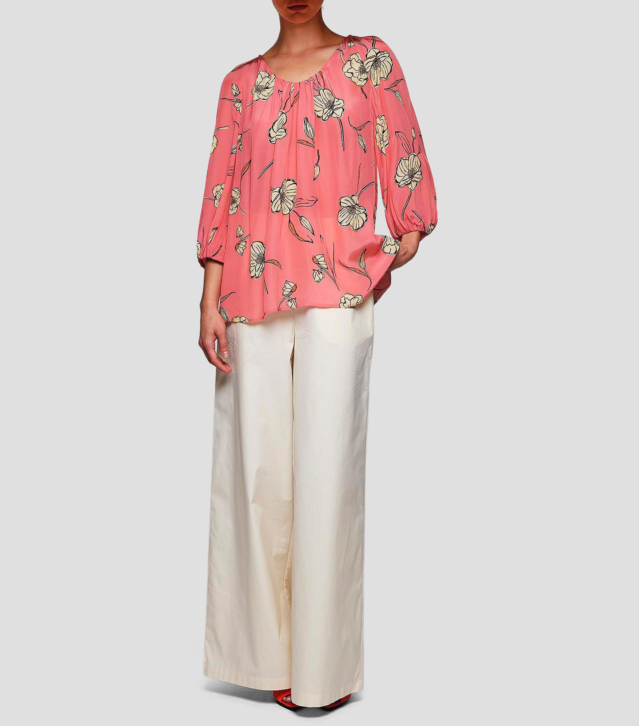 Blusa estampada manga 3/4 Mujer