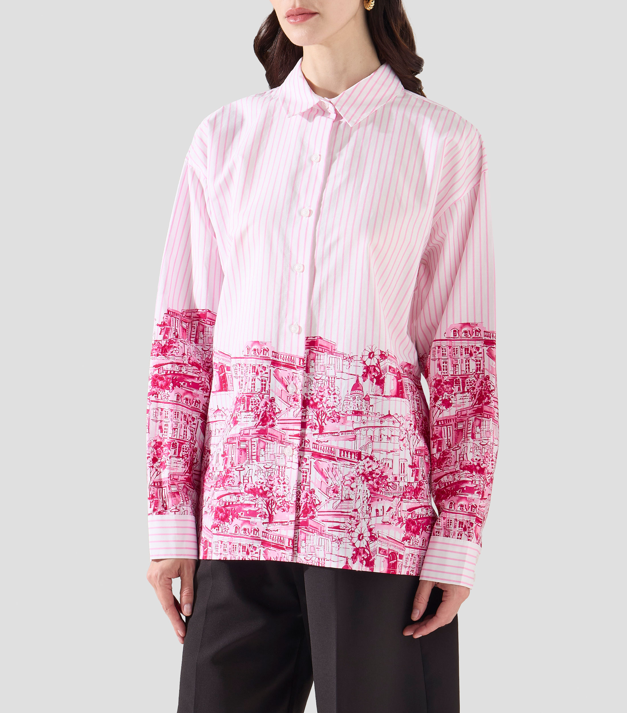Camisa a rayas manga larga Mujer