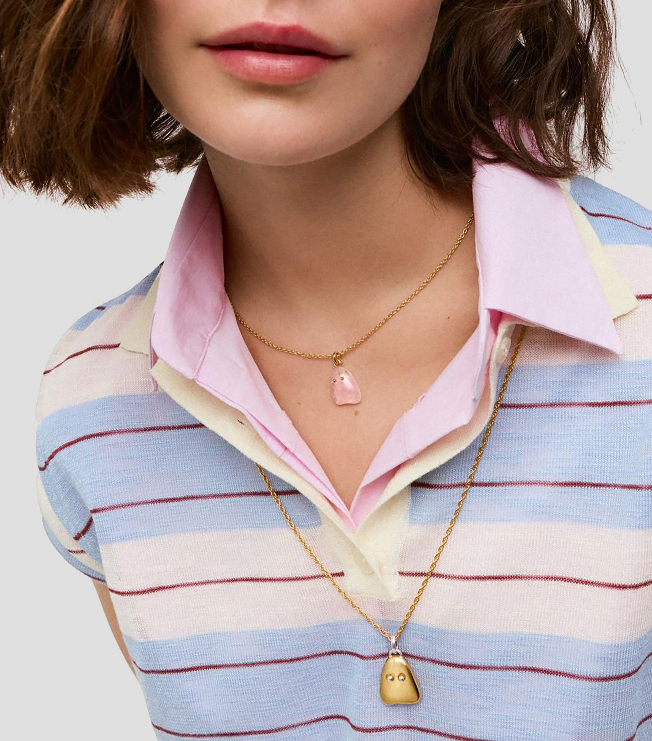 Collar en Plata con dije de fantasma de cuarzo rosa Boo Mujer