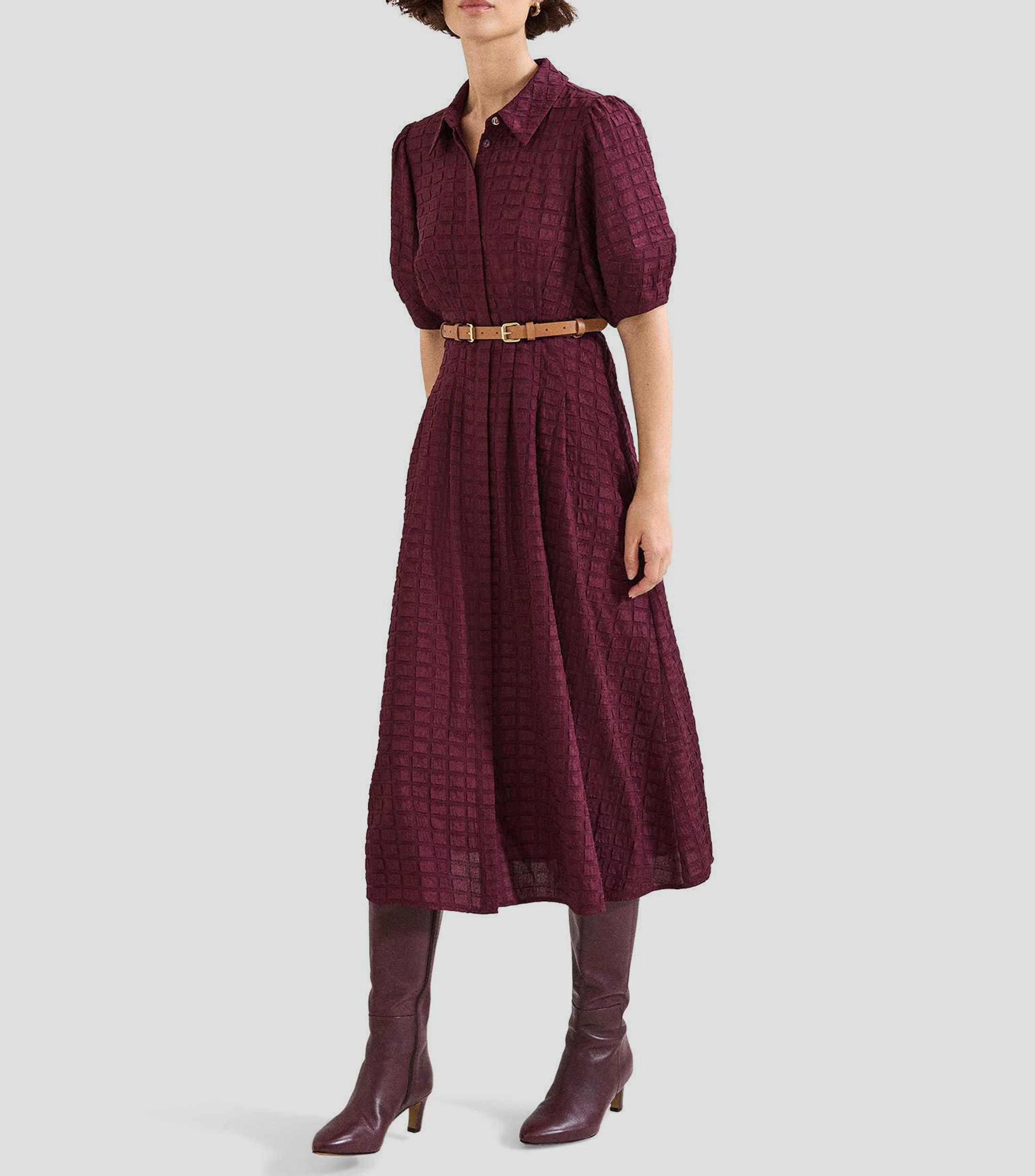 Vestido midi con cuadros Mujer