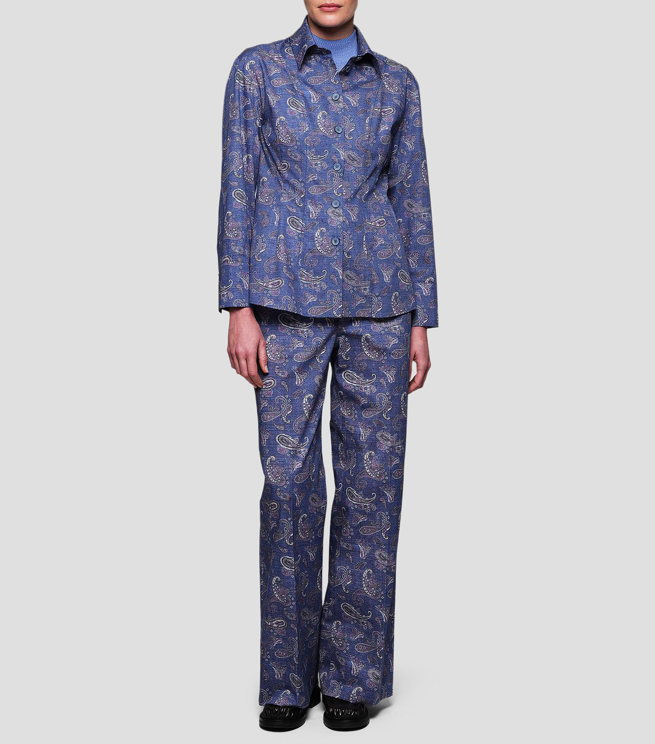 Camisa estampada manga larga Mujer