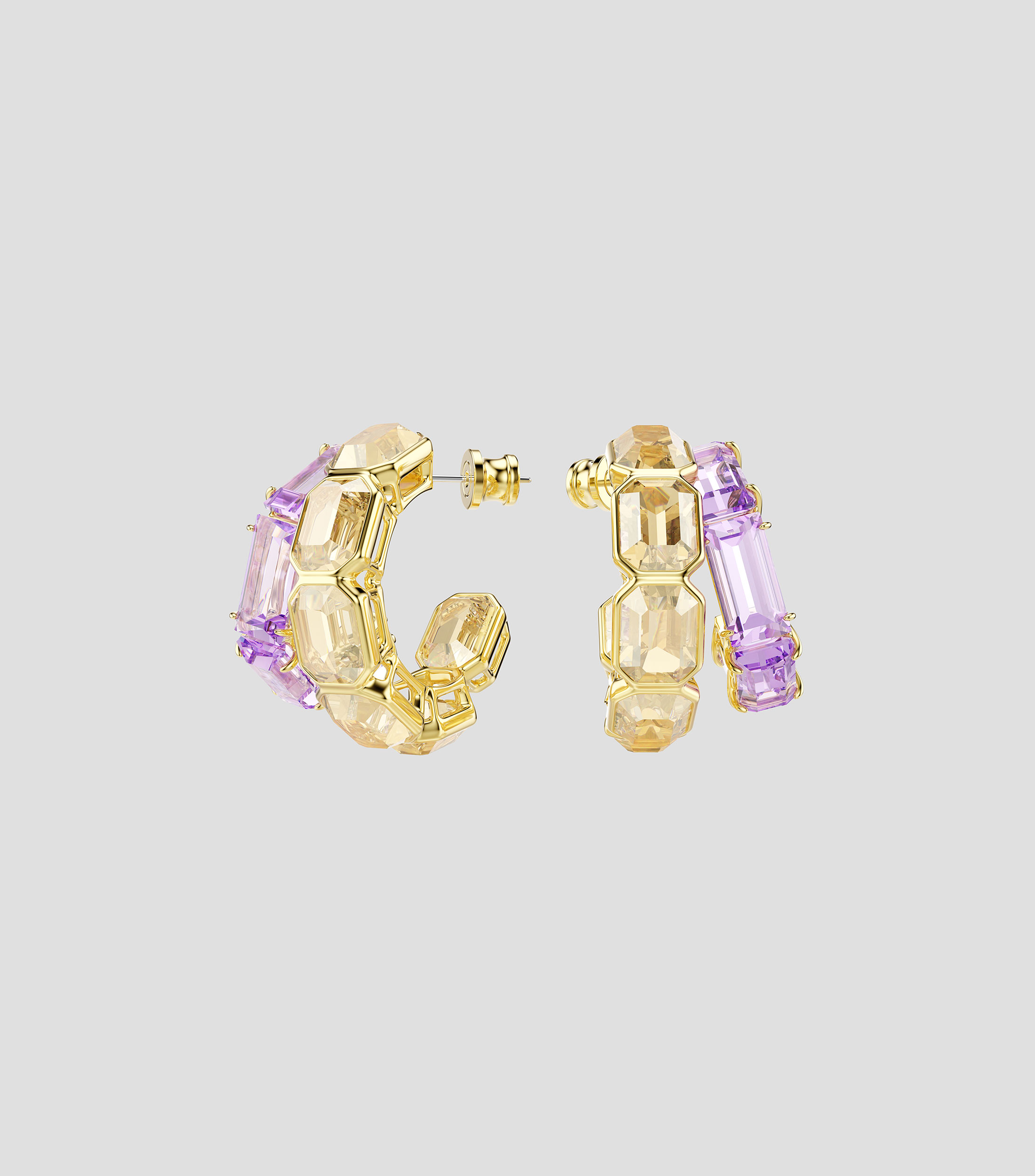 Aretes doble aro con cristales Mujer