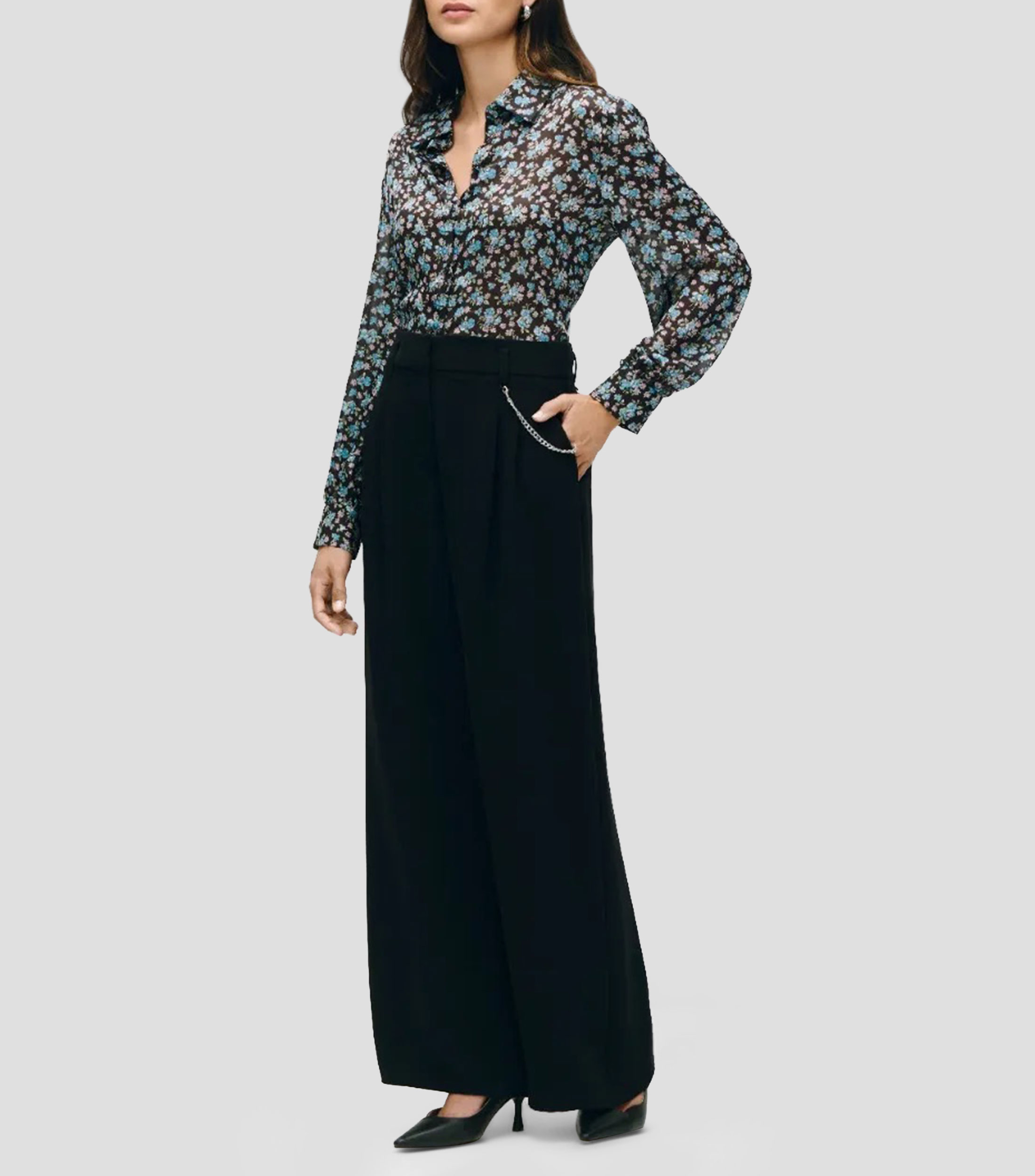 Blusa estampada manga larga Mujer